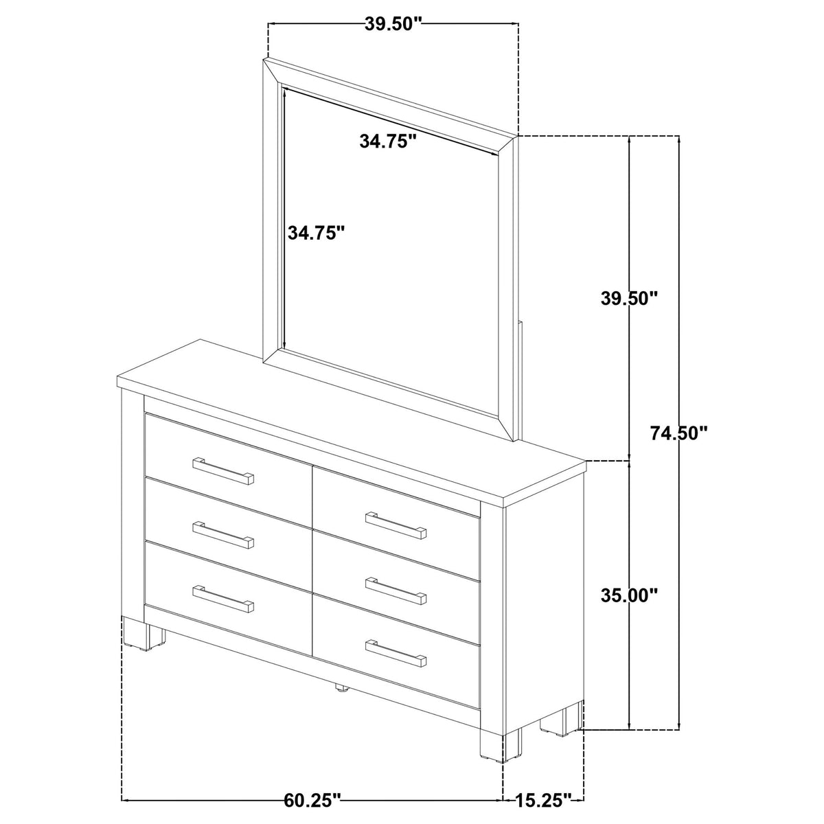 Sansome - 6 Drawer Dresser With Mirror - Oak