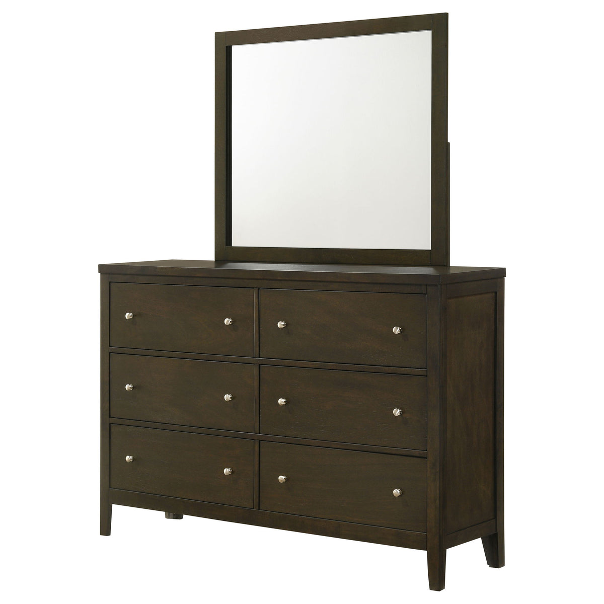 Clement - 6 Drawer Dresser With Mirror - Dark Coffee