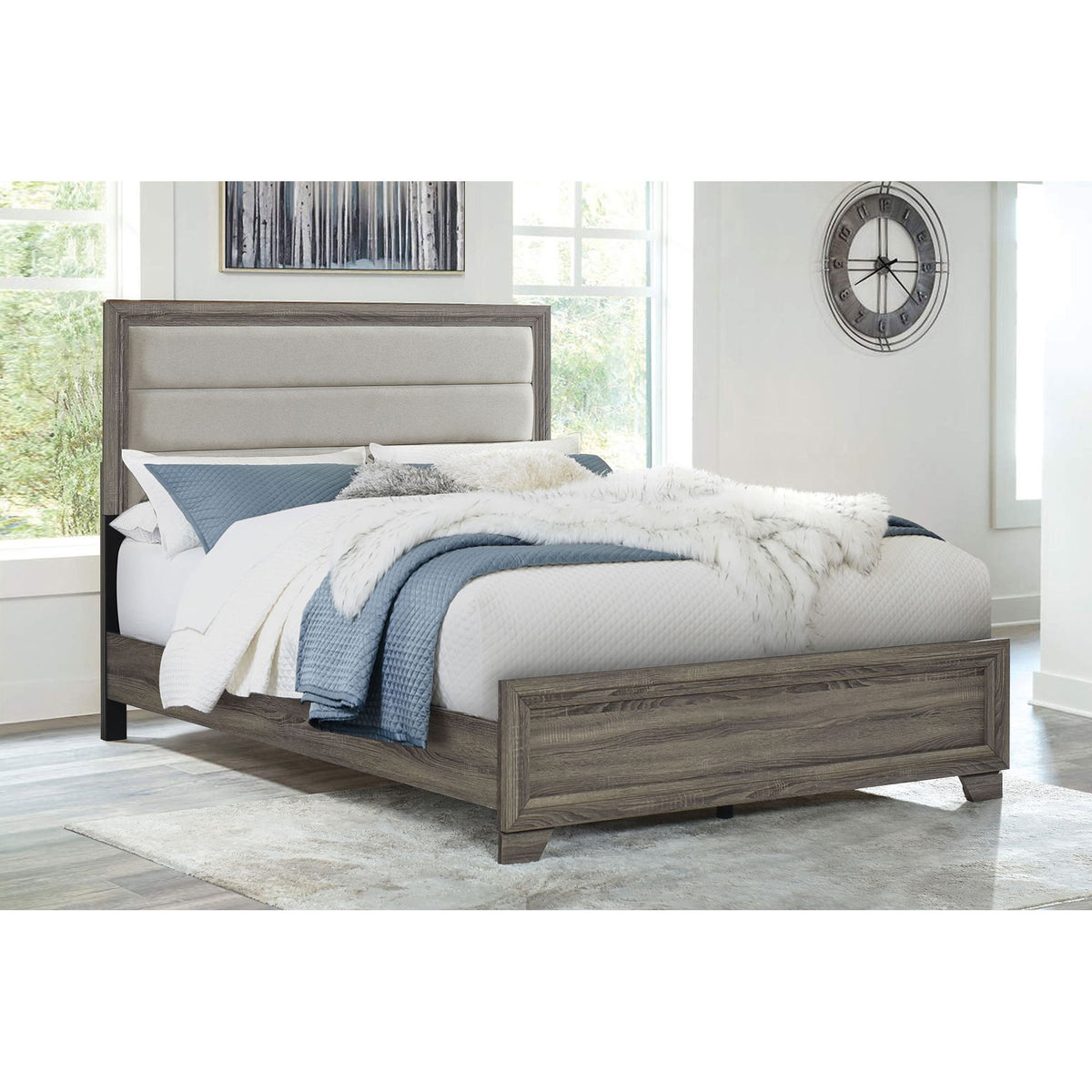 Funston - Panel Bed With Upholstered Headboard