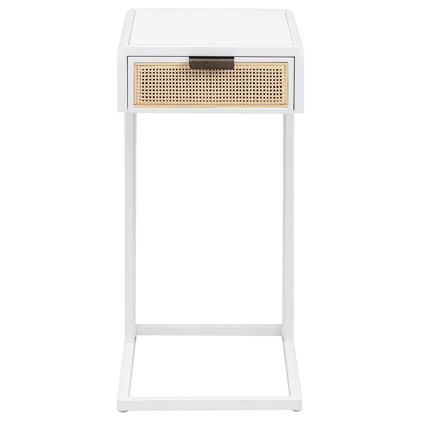 Kenneth - C Shape Side Table With Single Drawer - White