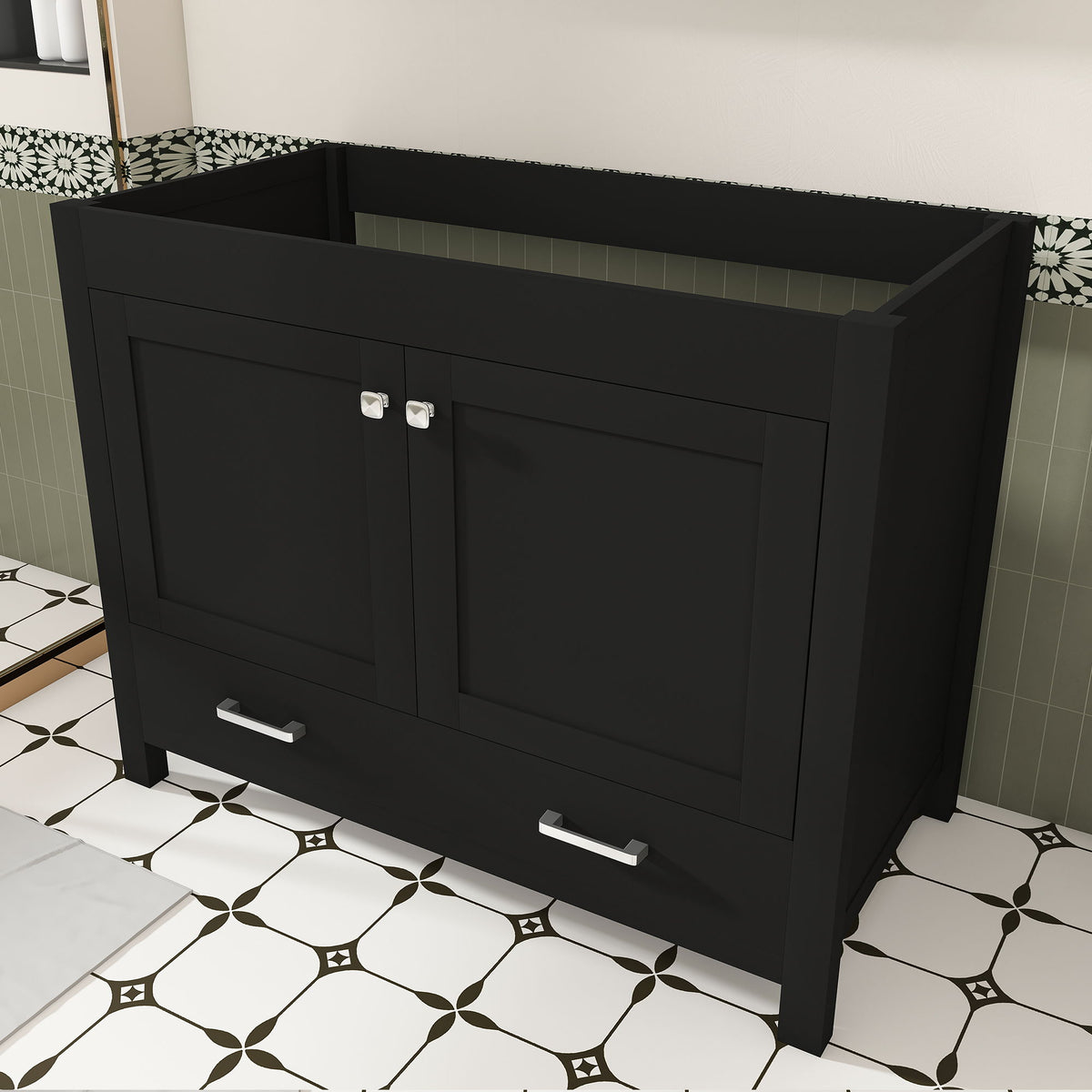 Bathroom Vanity With Soft Close Cabinet, Single Drawer, Sink Not Included - Black