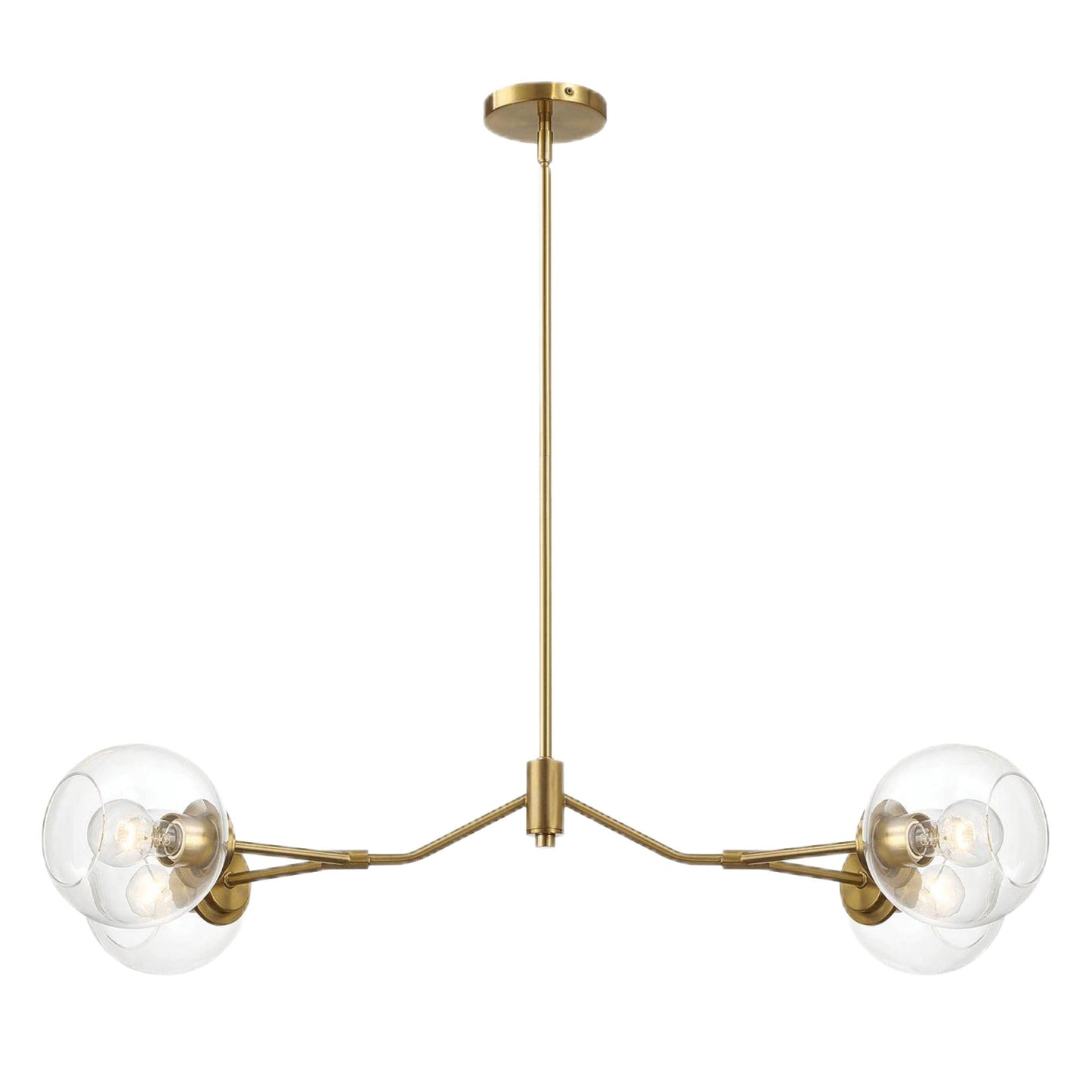 Jewel - 4 Lights Modern Farmhouse Chandelier Ceiling Hanging Light Fixture - Clear / Gold