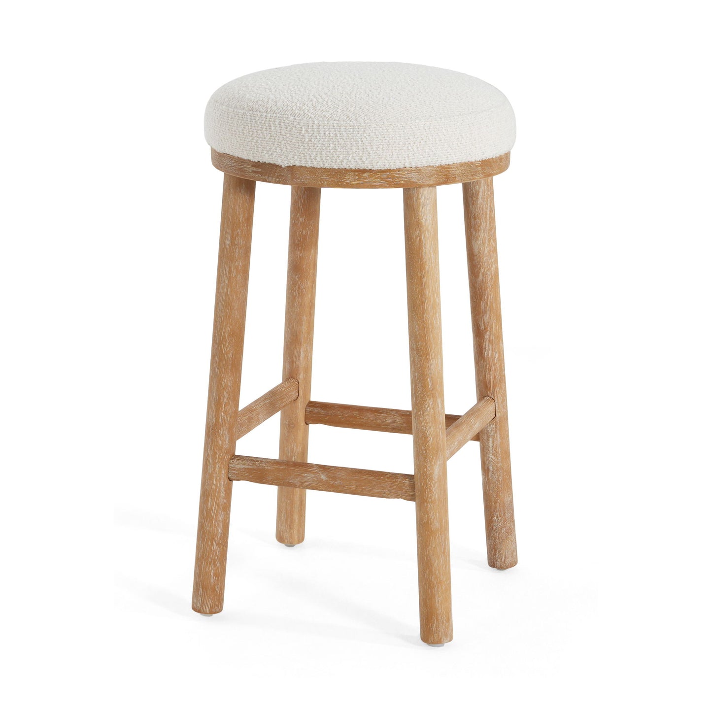 Rubber Wood & Fabric Counter Stool 300Lb Capacity, Easy Assembly For Home & Commercial Use (Set of 2) - Natural / Beige