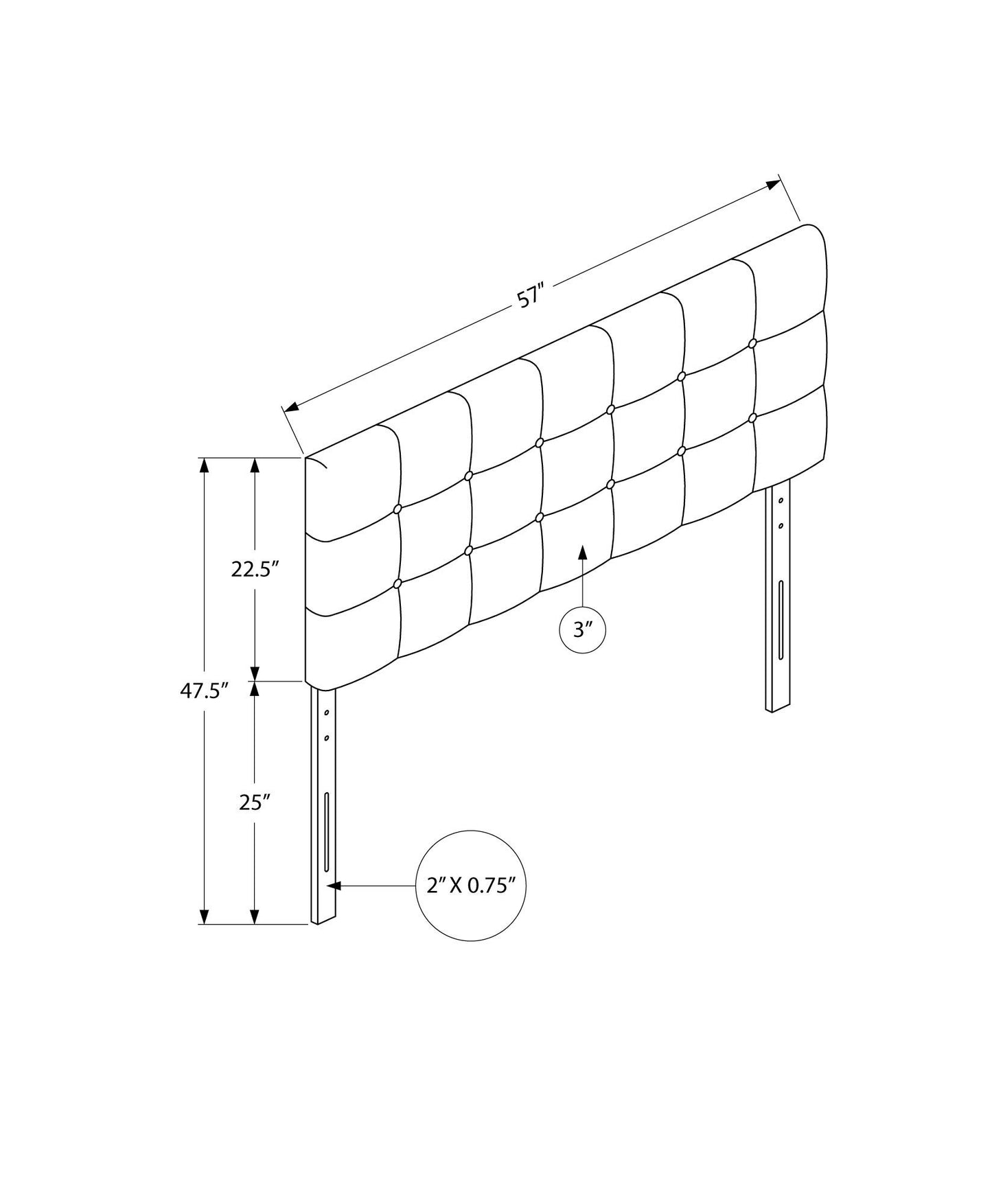Full Size, Bed Headboard Only, Upholstered, Transitional - Brown