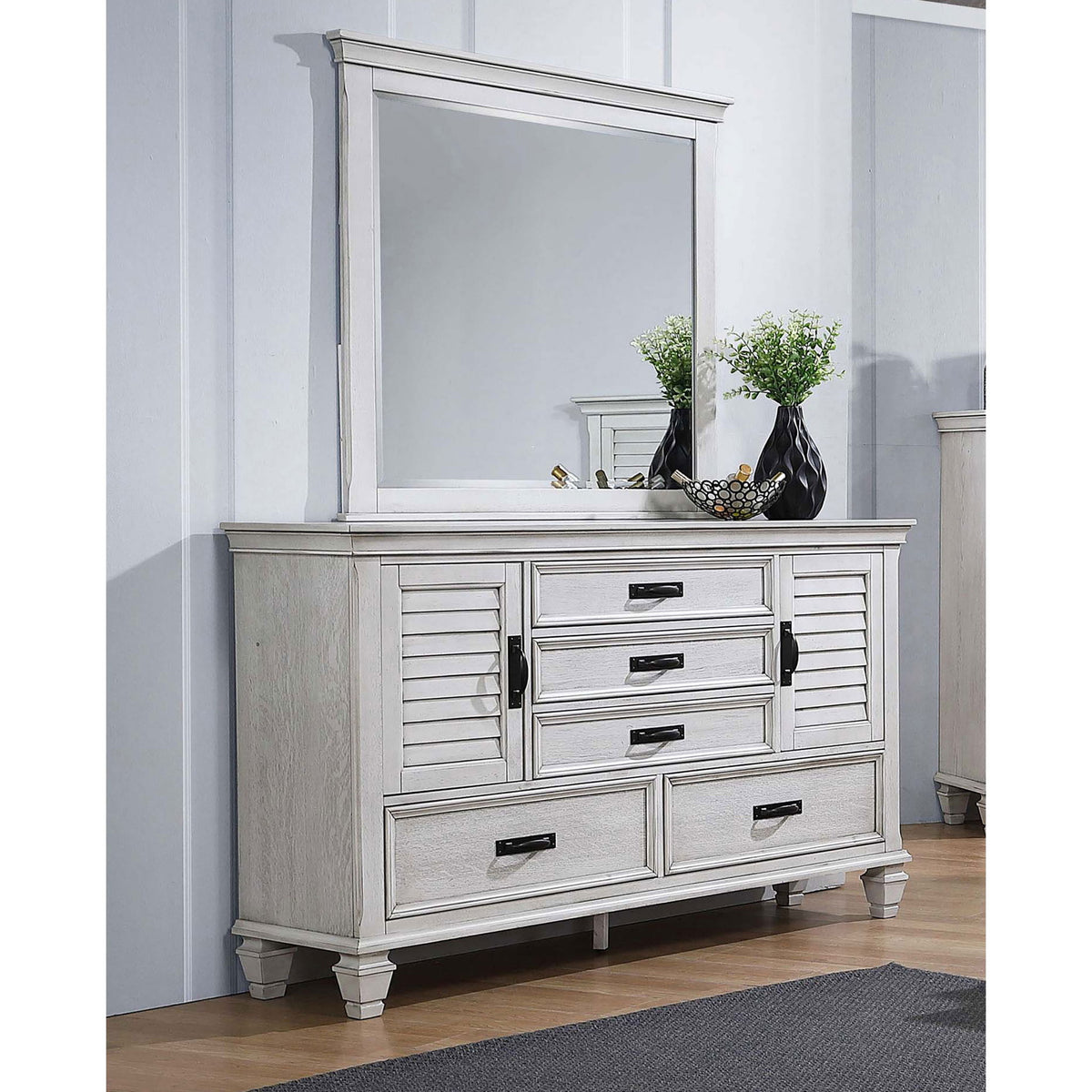 Lockeford - 5 Drawer Dresser With Mirror - White