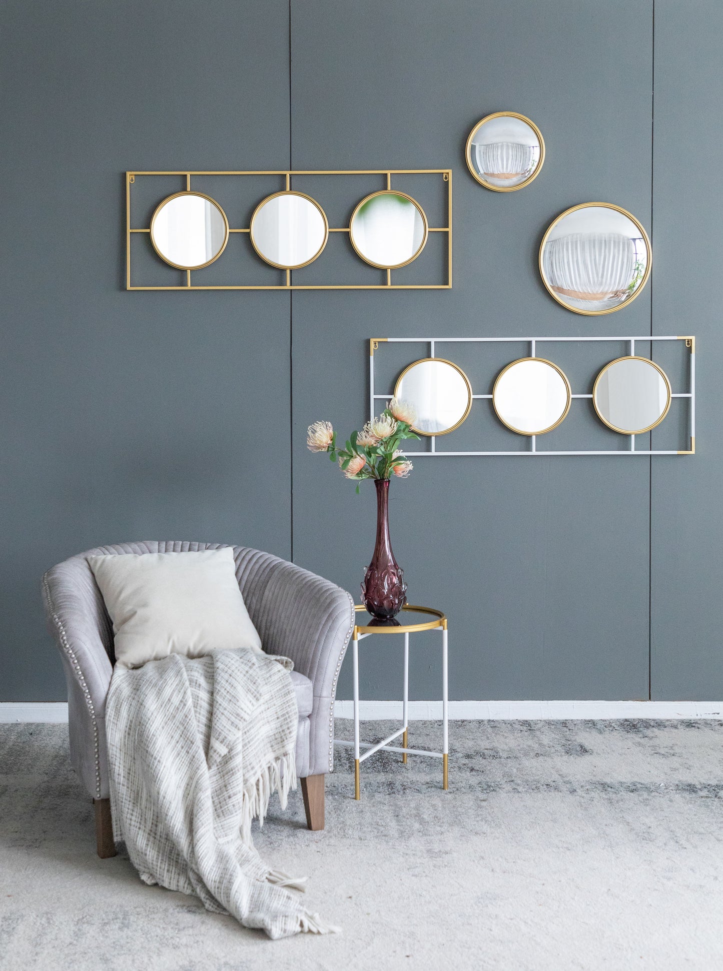 3 Mirror Piece Wall Mirror InRectangular Frame, Home Wall Decor For Bedroom Living Room