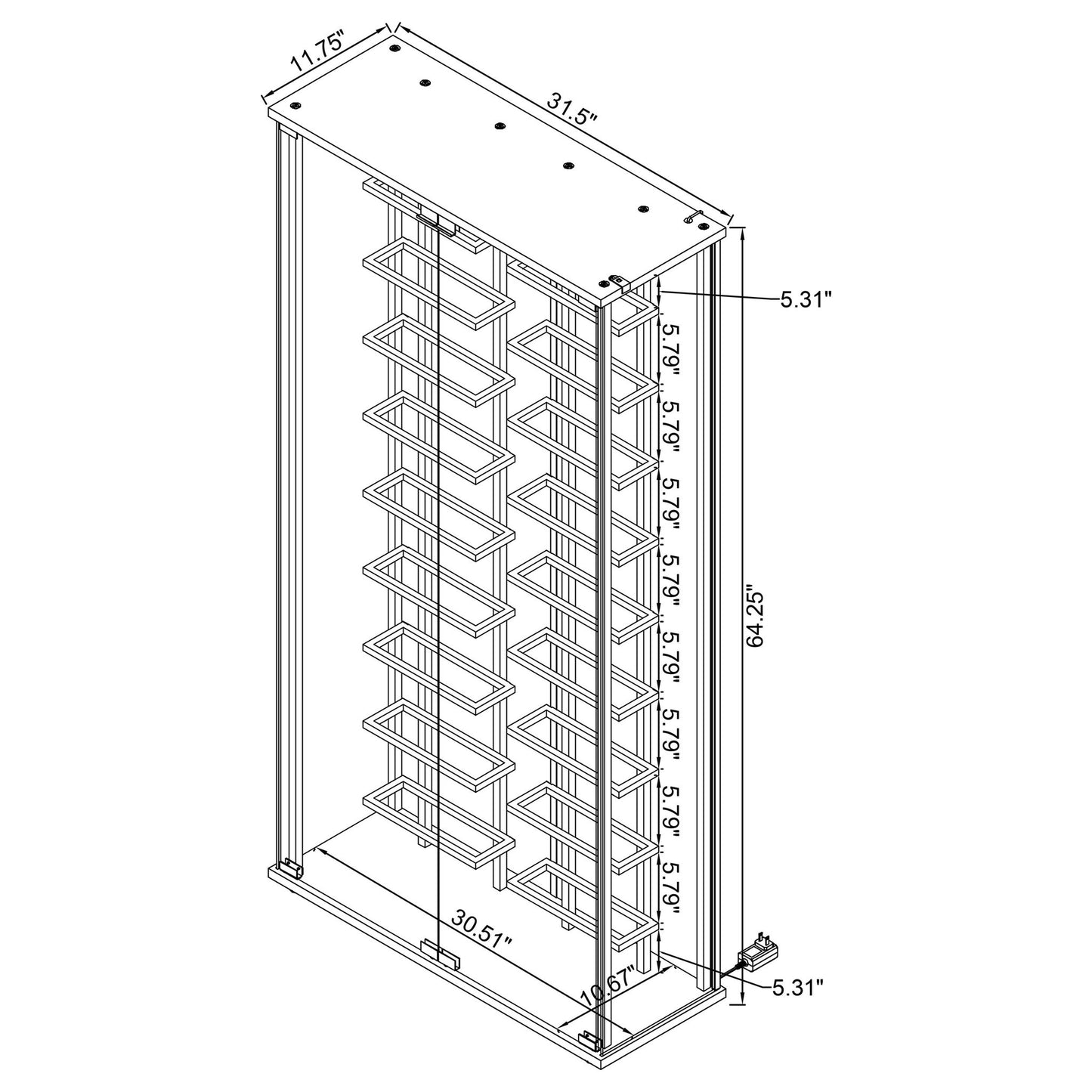 Wine Storage LED Curio Cabinet - Chrome