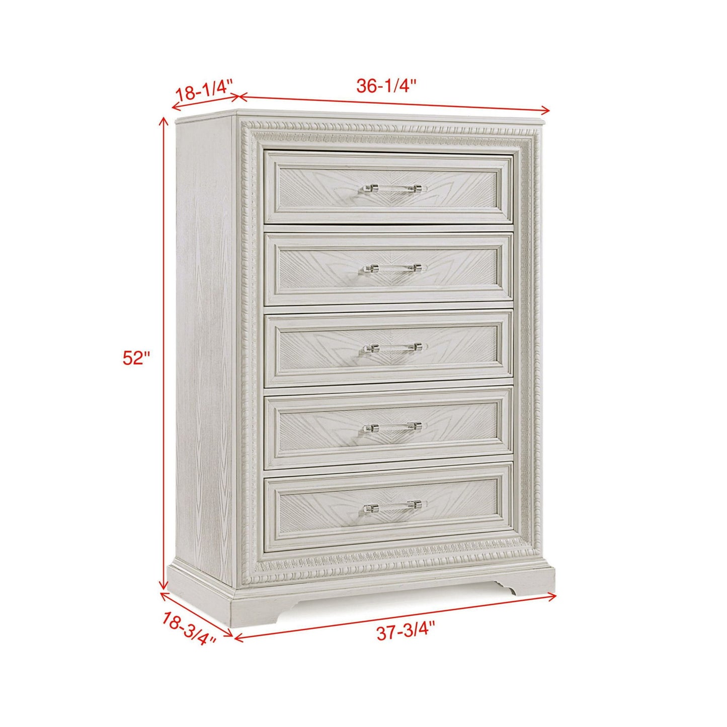 5 Drawer Tall Storage Chest - Antique White