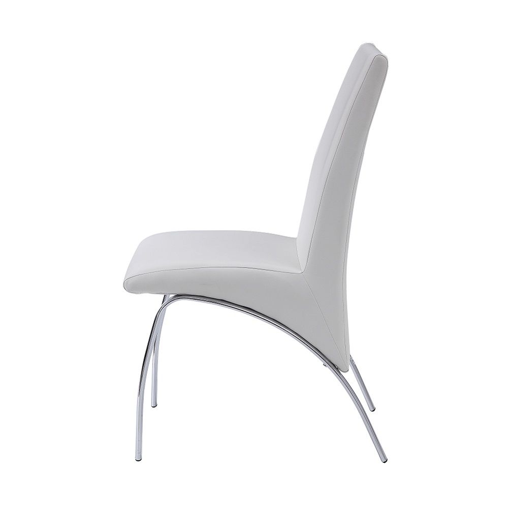 Pervis - Side Chair (Set of 2) - White Synthetic Leather & Chrome