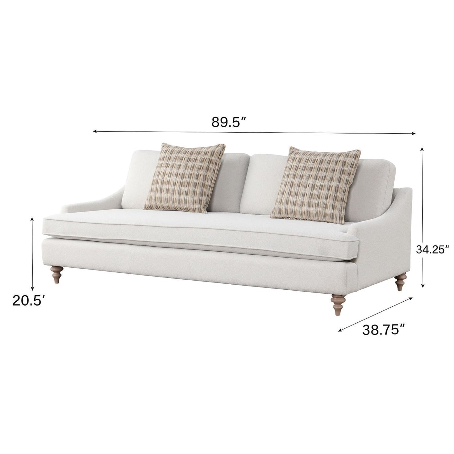 Sofa Single Reverable Cushion With 2 Pillows - Off White