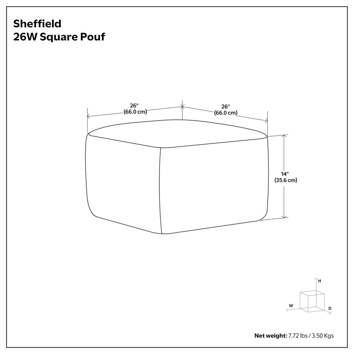 Sheffield - Coffee Table Pouf - Distressed Brown