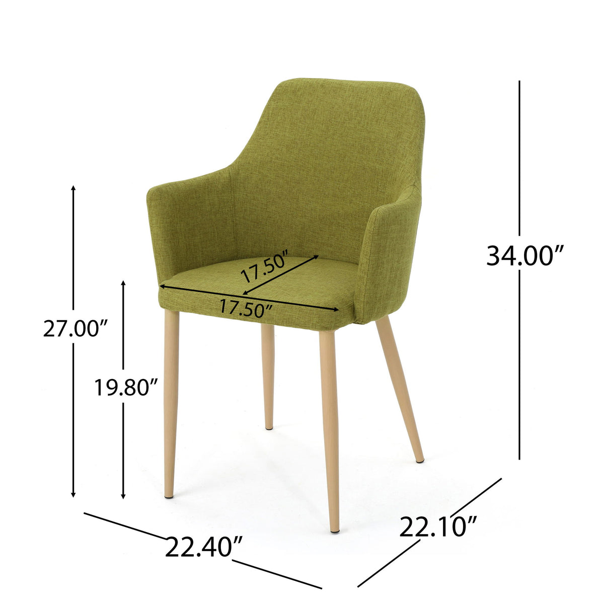 Classic Twist Dining Chair Set With Contoured Support - Green