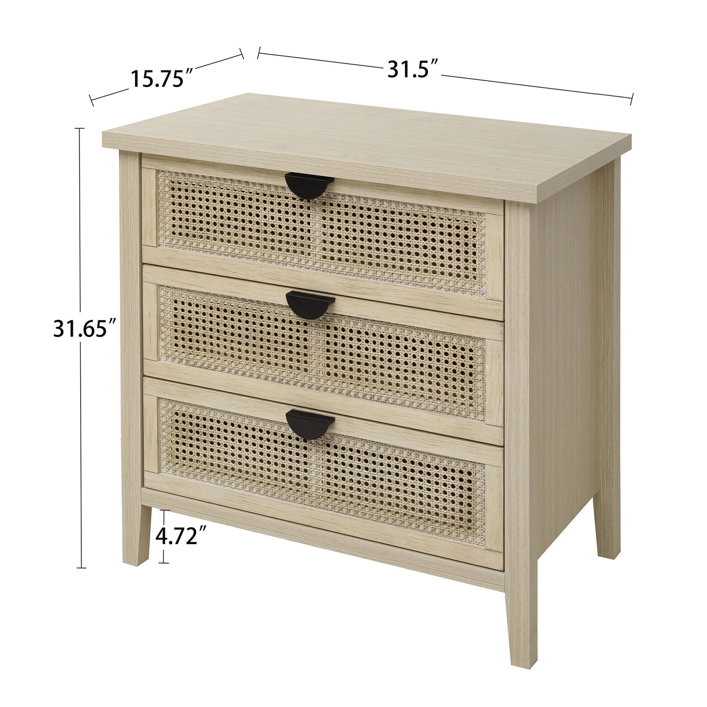 3 Drawer Cabinet, Suitable For Bedroom - Natural