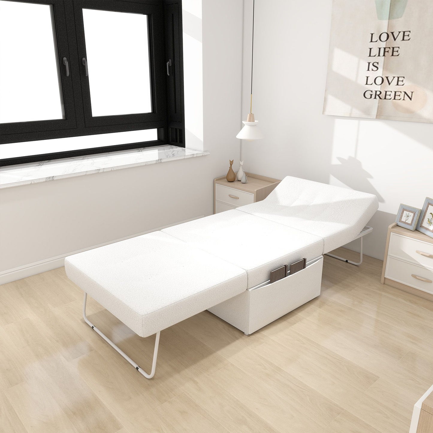 Modern Convertible Sofa Bed 4 In 1 Folding Ottoman Sleeper With Adjustable Backrest