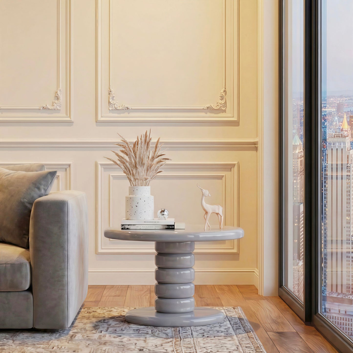 Stacked Cobblestone End Table