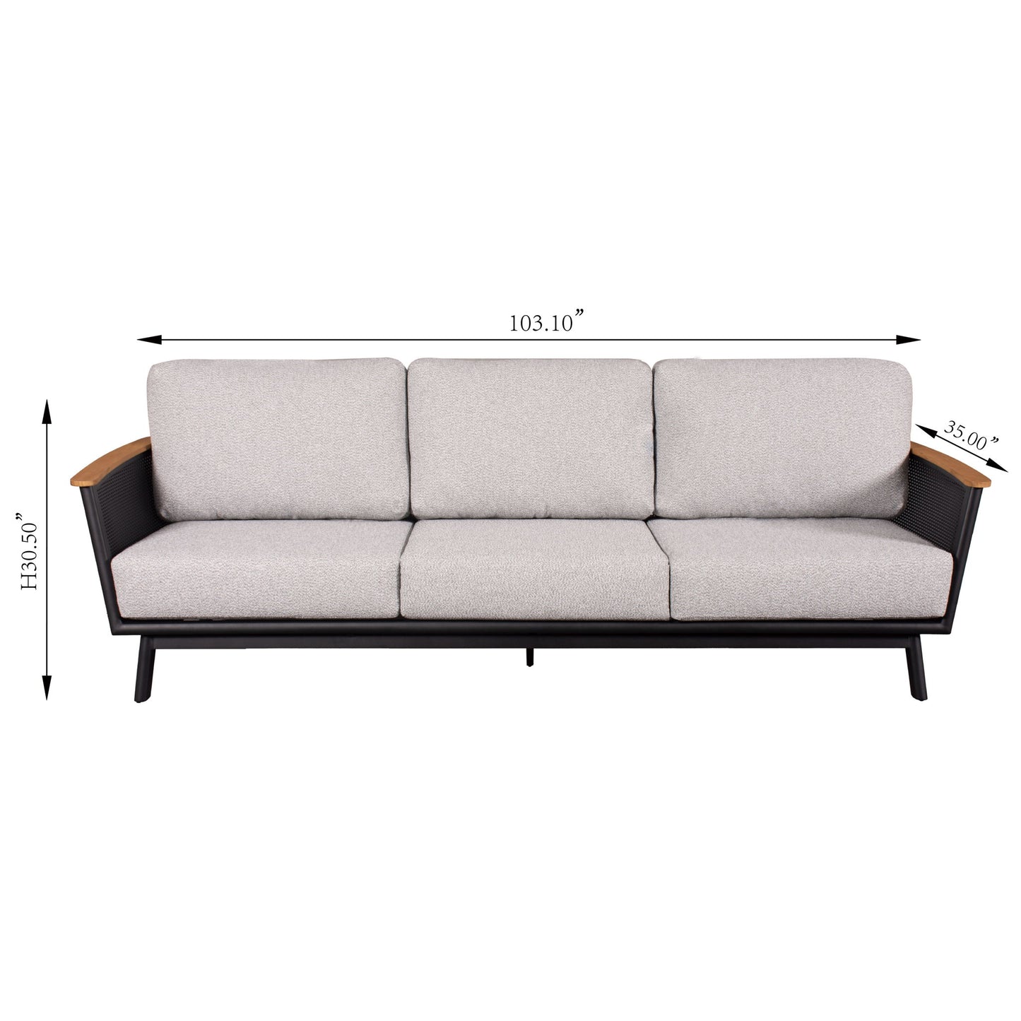 Sofa Set With Armrests - Black / Black Multi