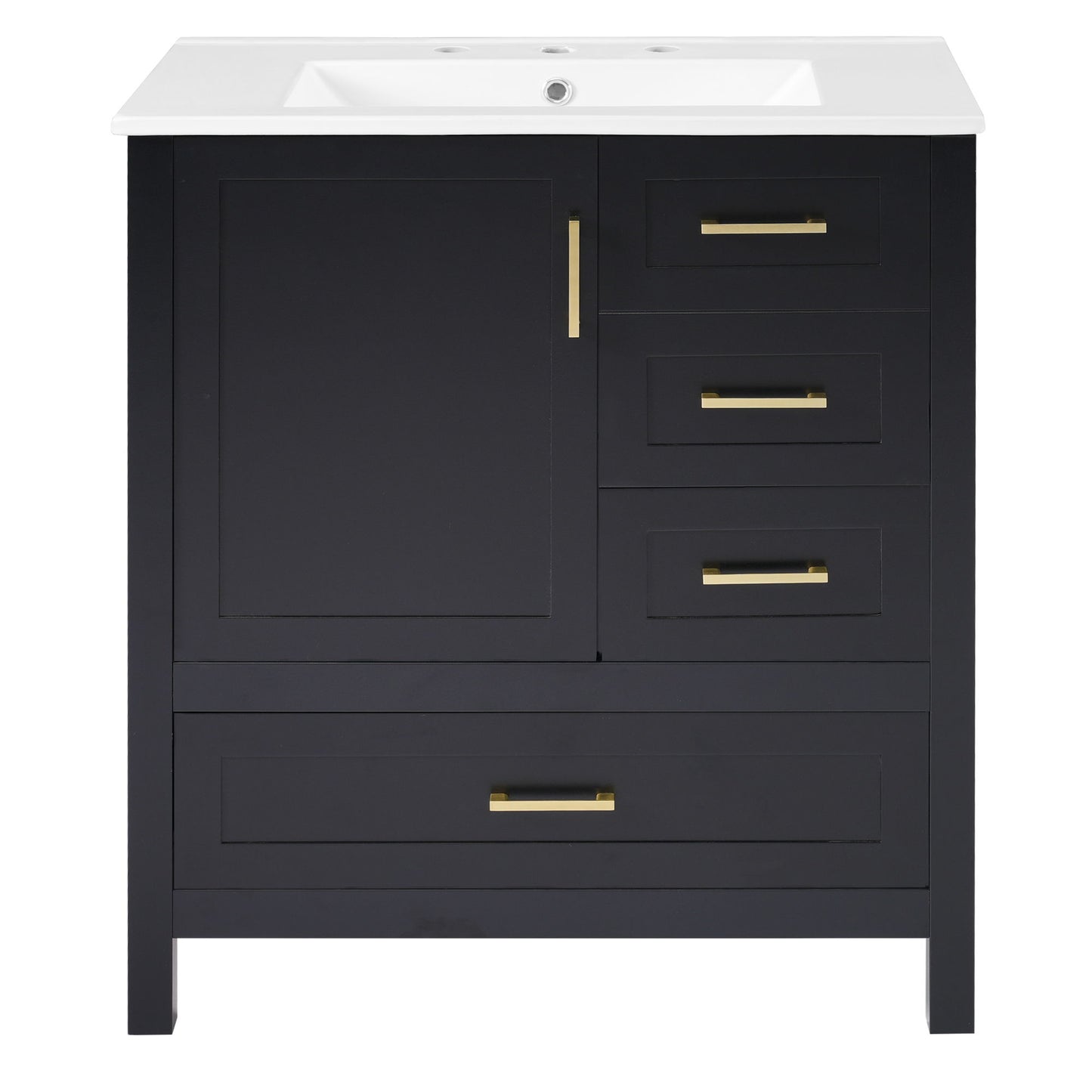 Modern Bathroom Vanity With Ceramic Sink, Solid Frame And Storage Solutions