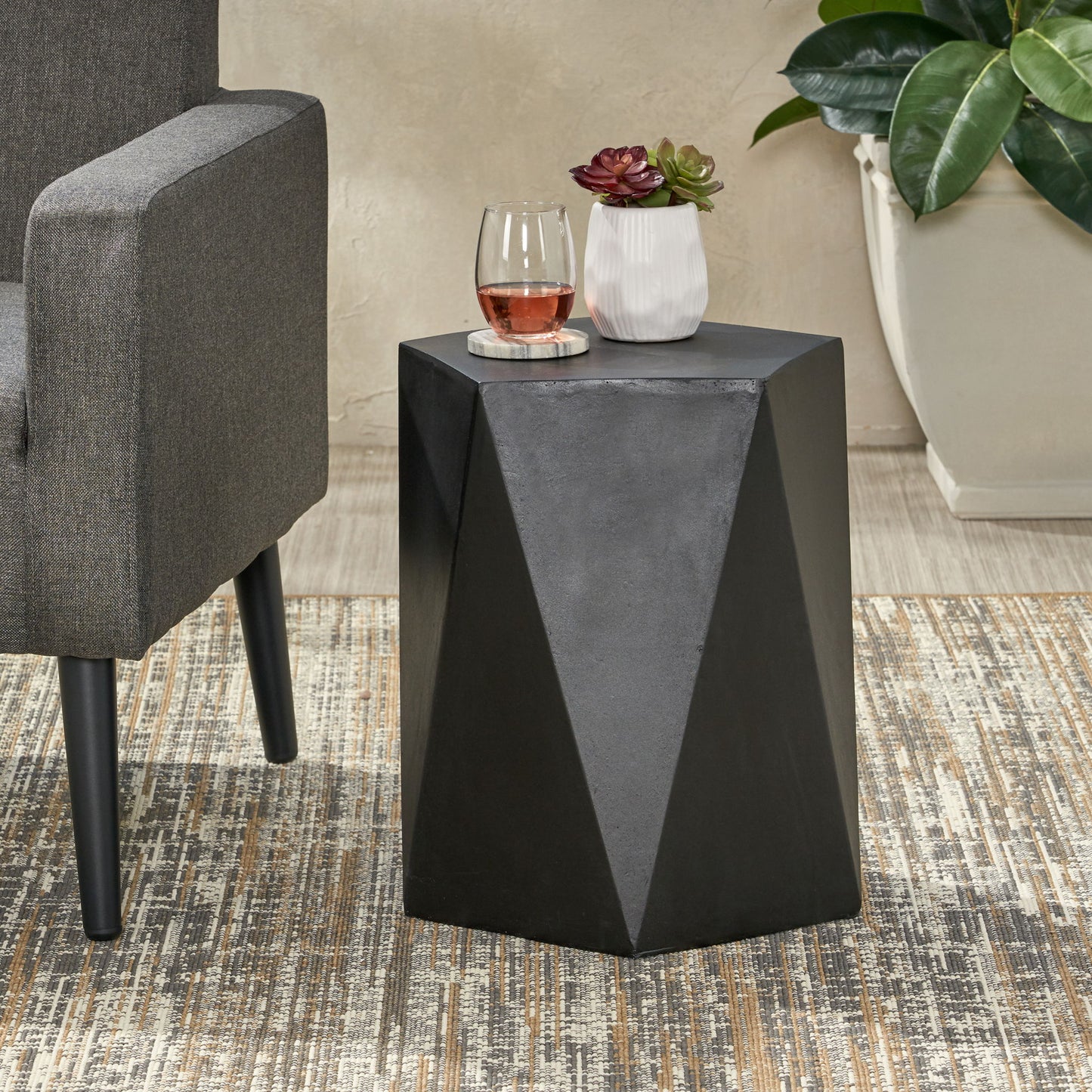 Side Table With Geometric Design