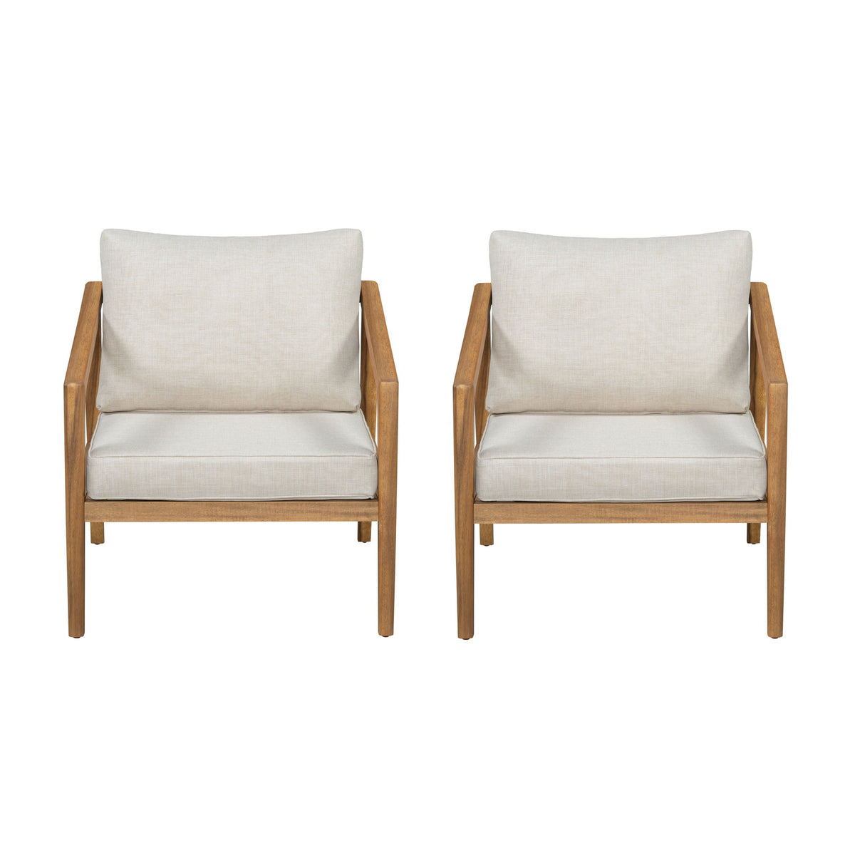 Westin - Outdoor Acacia Wood Club Chair (Set of 2) - Teak / Beige