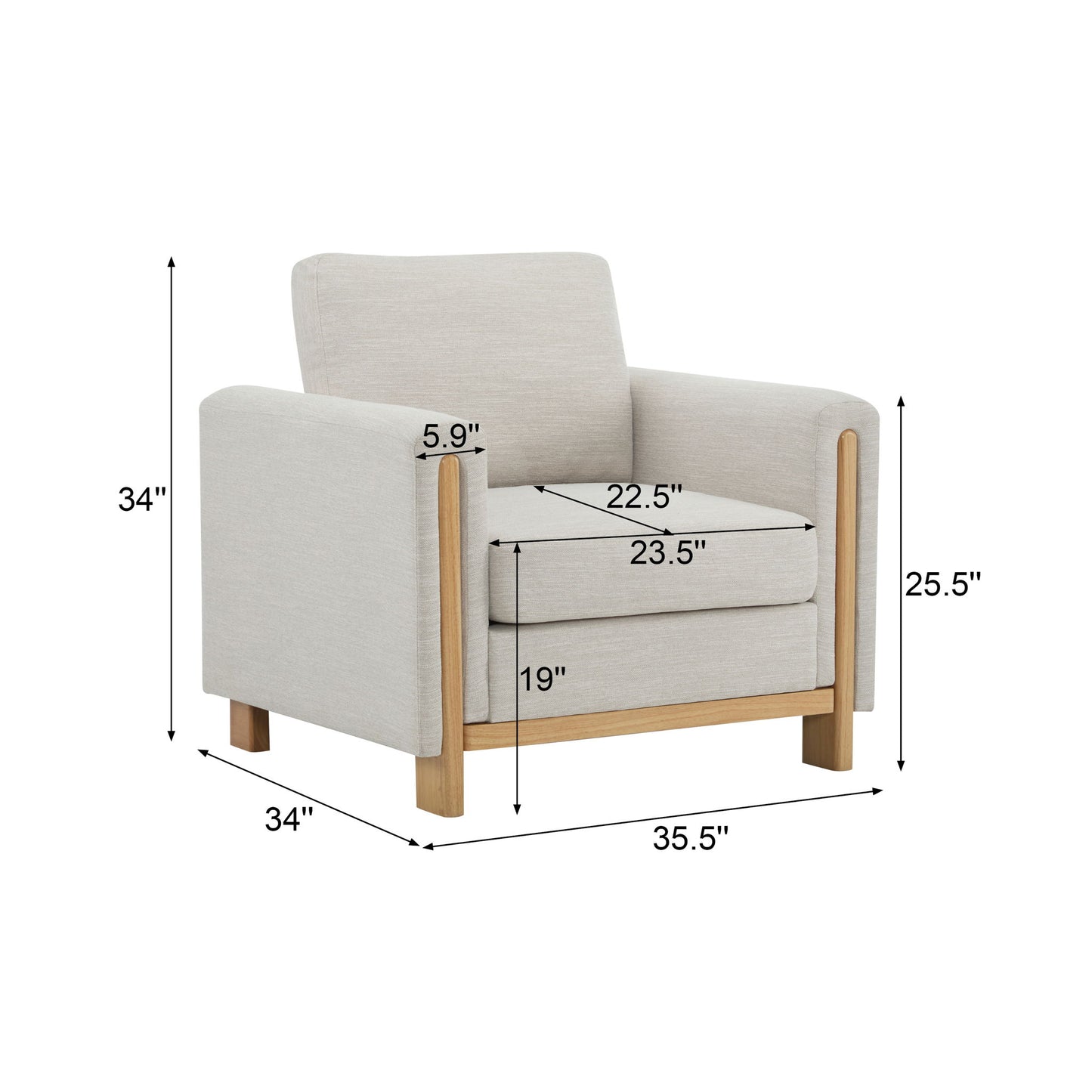 Harmonia - Classic Fabric Upholstered Armchair With Rubber Wood Frame