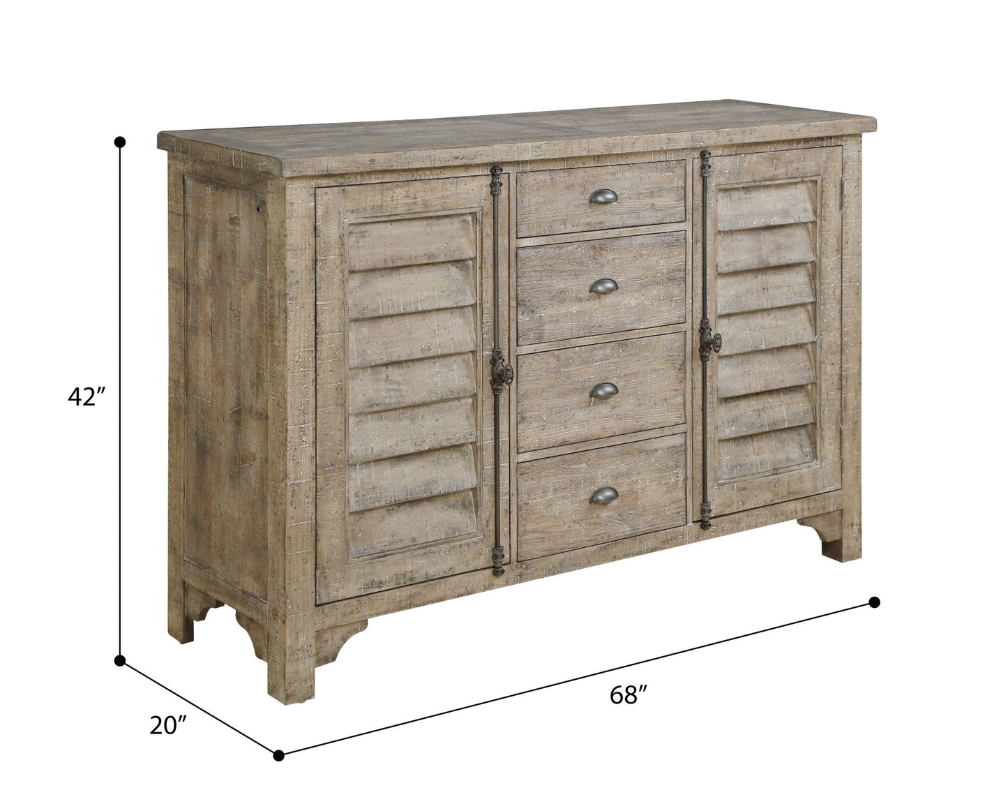 Louvred Door Buffet - Taupe