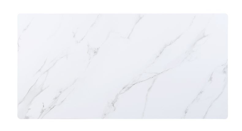 Caspian - Dining Table - White Printed Faux Marble Top & Black