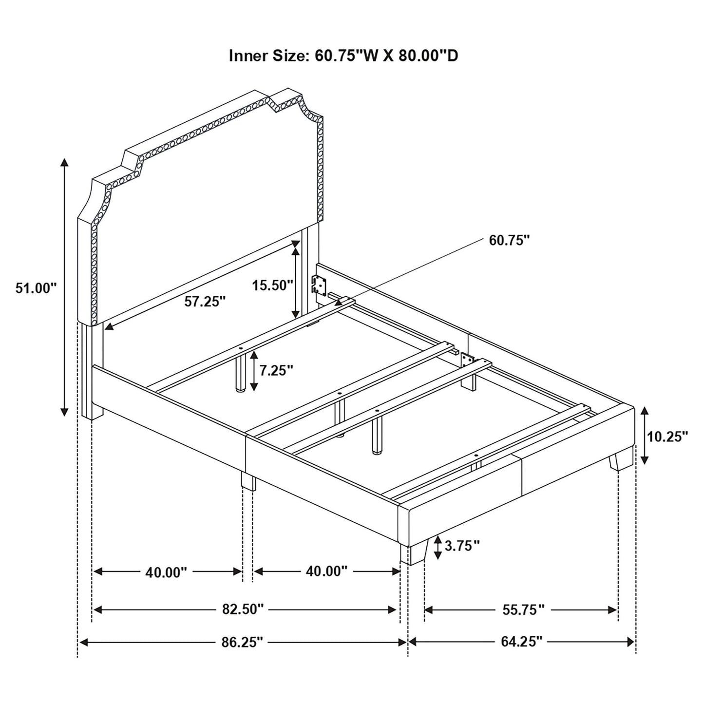 Panel Bed With Nailhead Trim, Upholstered Headboard