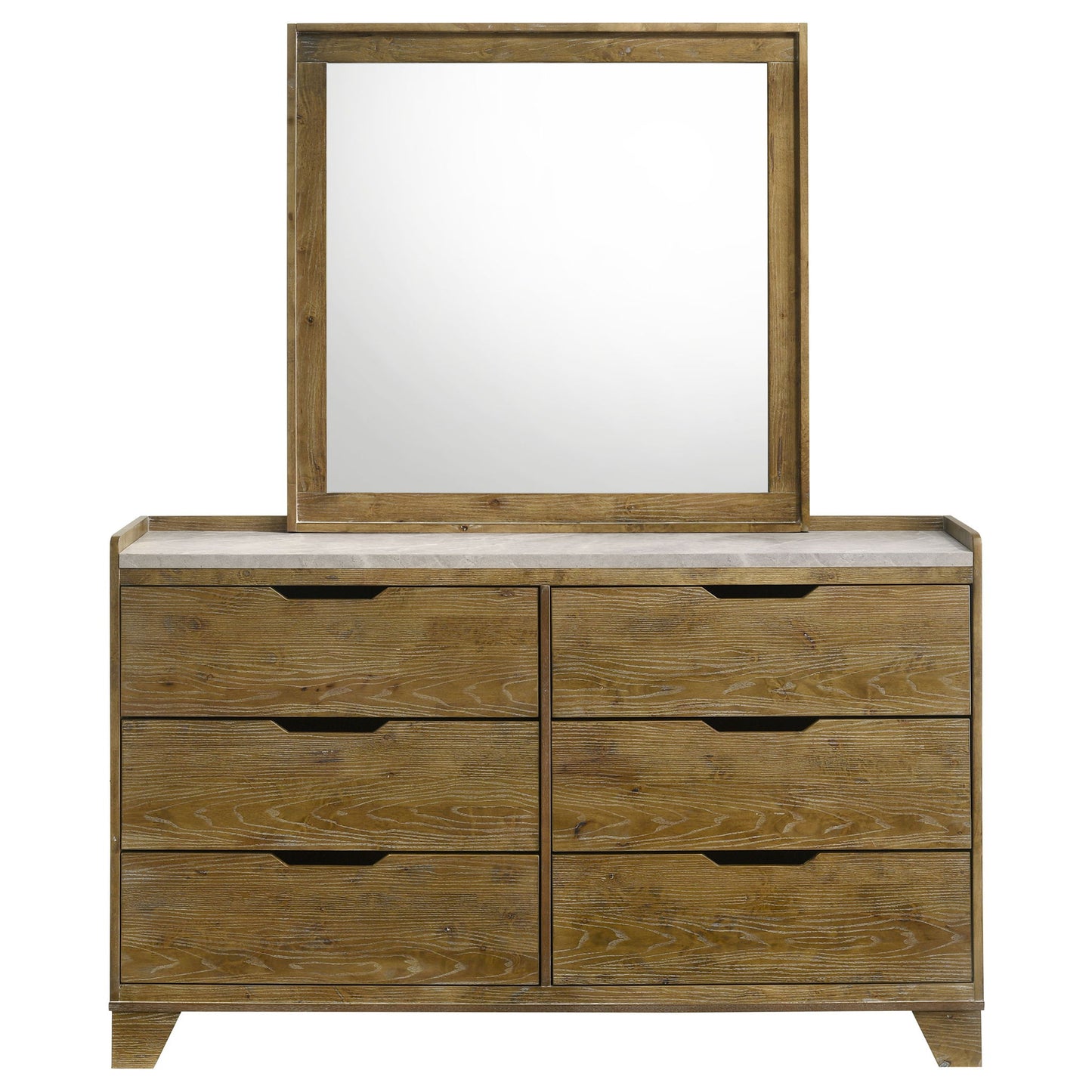 Packard - 6 Drawer Dresser With Mirror - Oak