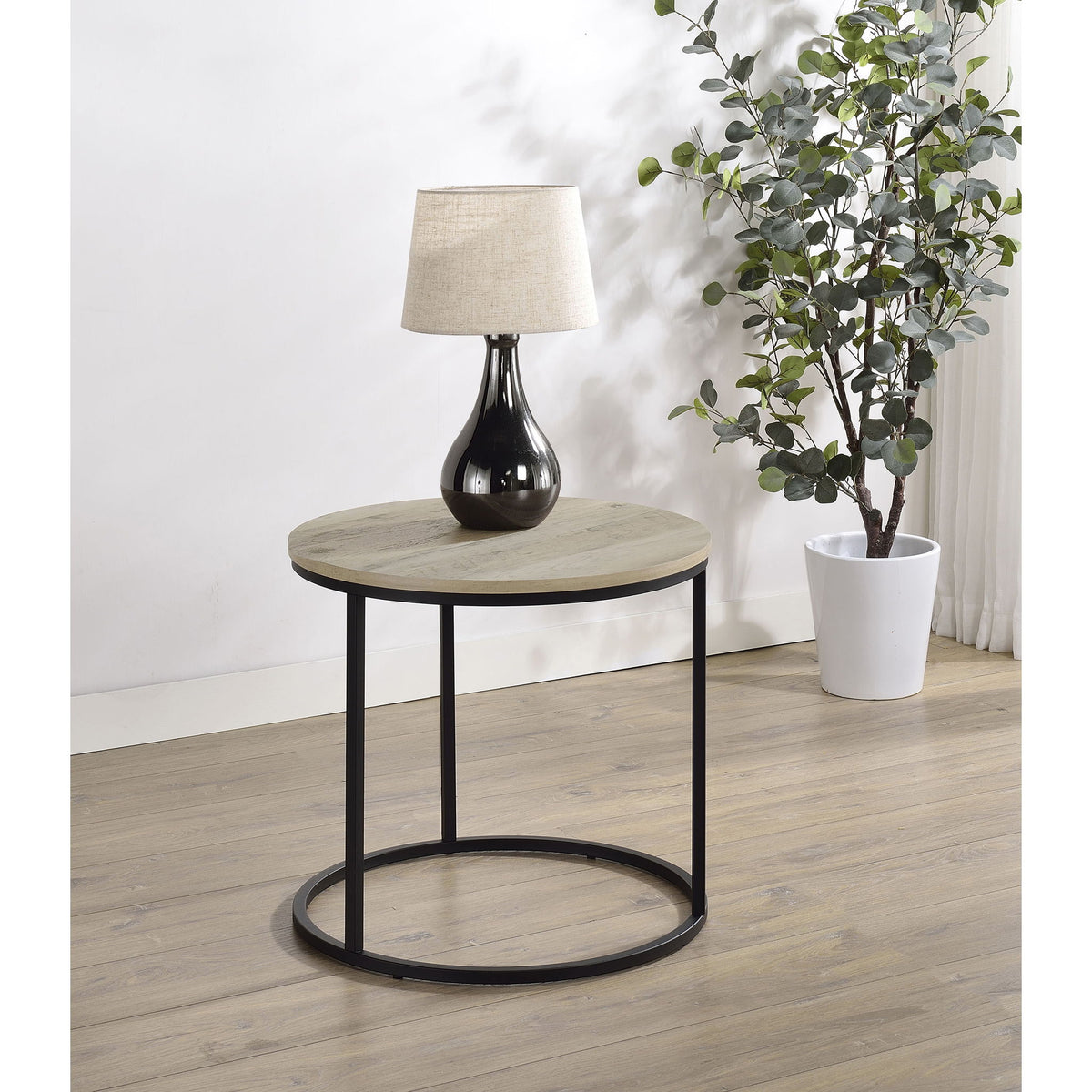 Arrize - Round Side End Table - Pine Wood