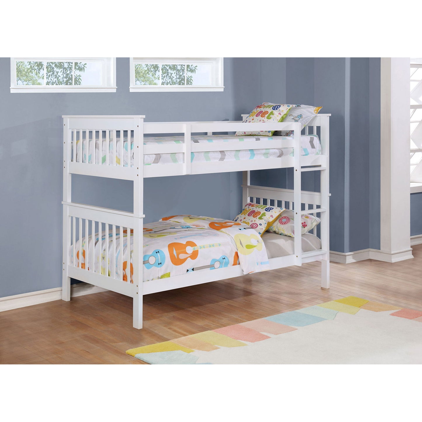 Madison - Twin Over Twin Bunk Bed With Slatted Design - White
