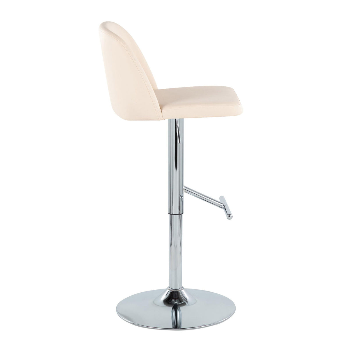 Toriano - Contemporary Adjustable Barstool With Swivel With Straight T Footrest (Set of 2) - Cream