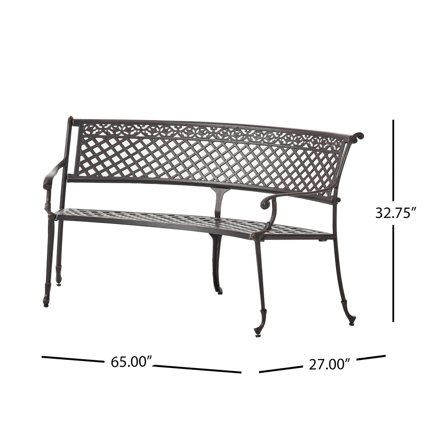 Sector - Bench With Curved Design And Diamond Cross Seat - Copper