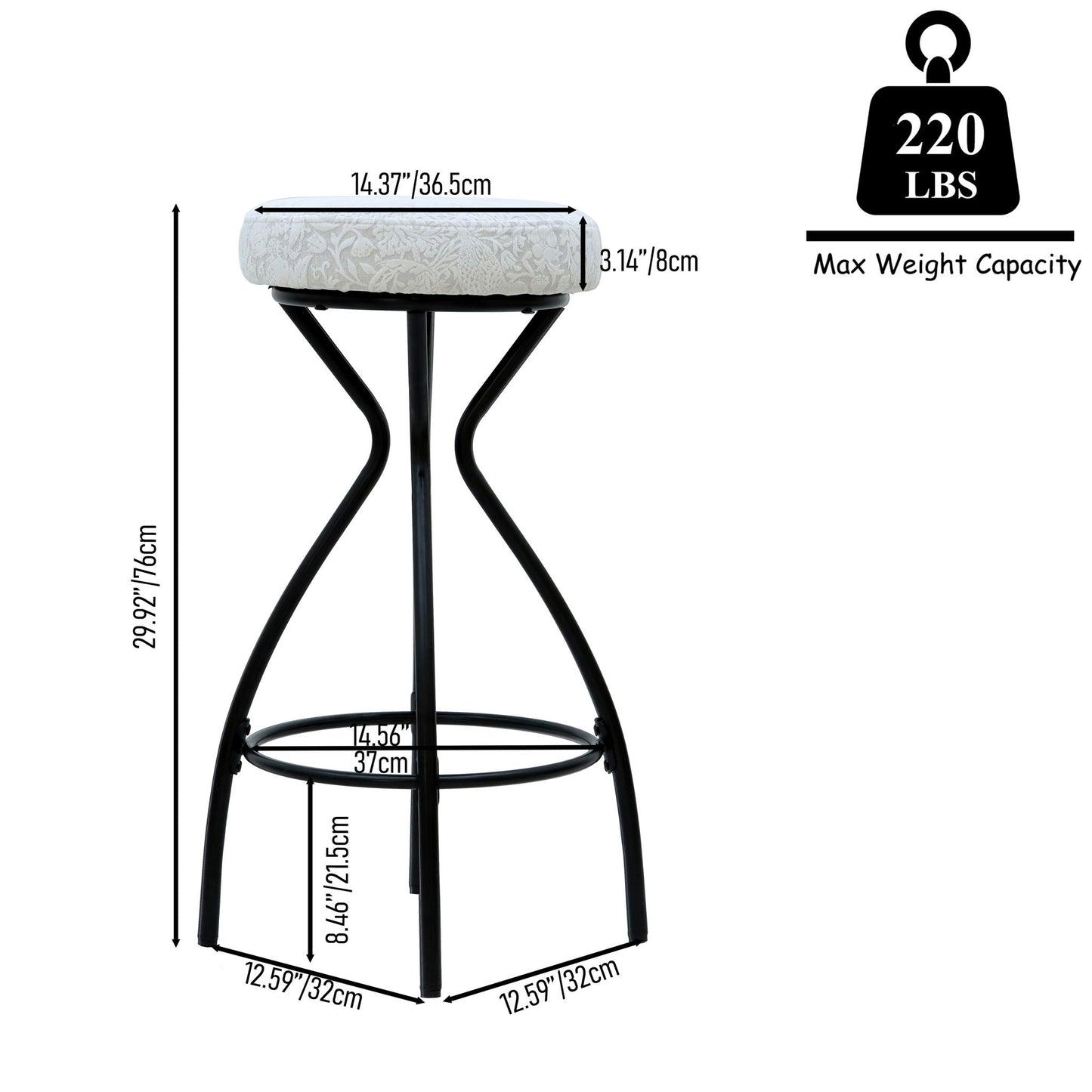 Modern Backless Bar Stools For Kitchen Island (Set of 2)