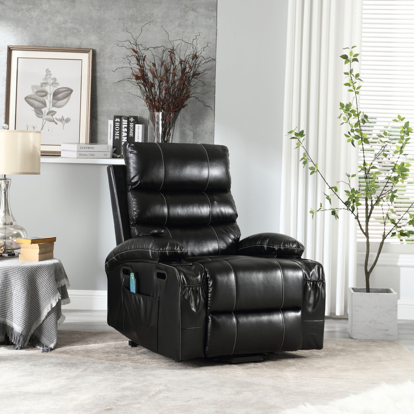 Cozy Electric Power Lift Recliner Chair Sofa For Elderly With Vibration Massage And Lumbar Heat