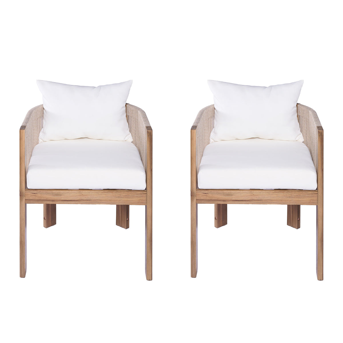 Matera - Patio Dining Chair (Set of 2) With Wraparound Back And Removable Cushion Cover - Teak / Beige