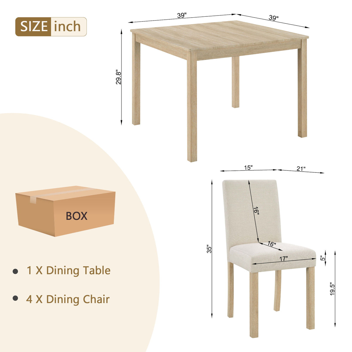 5 Piece Dining Table Set For 4, Small Kitchen Table With 4 Fabric Chairs
