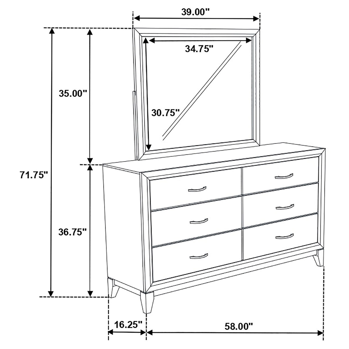 Cabrillo - 6 Drawer Dresser With Mirror - Gray