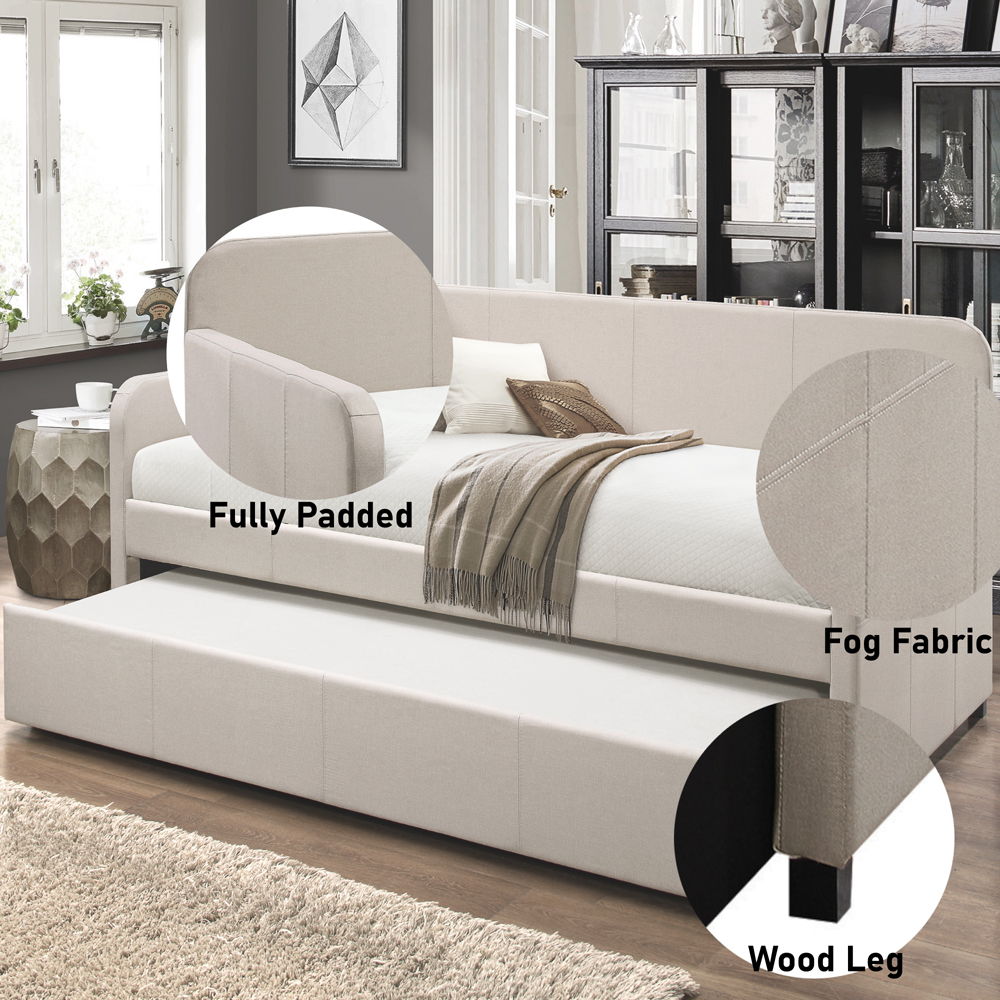 Jagger - Twin Daybed With Trundle - Fog Fabric