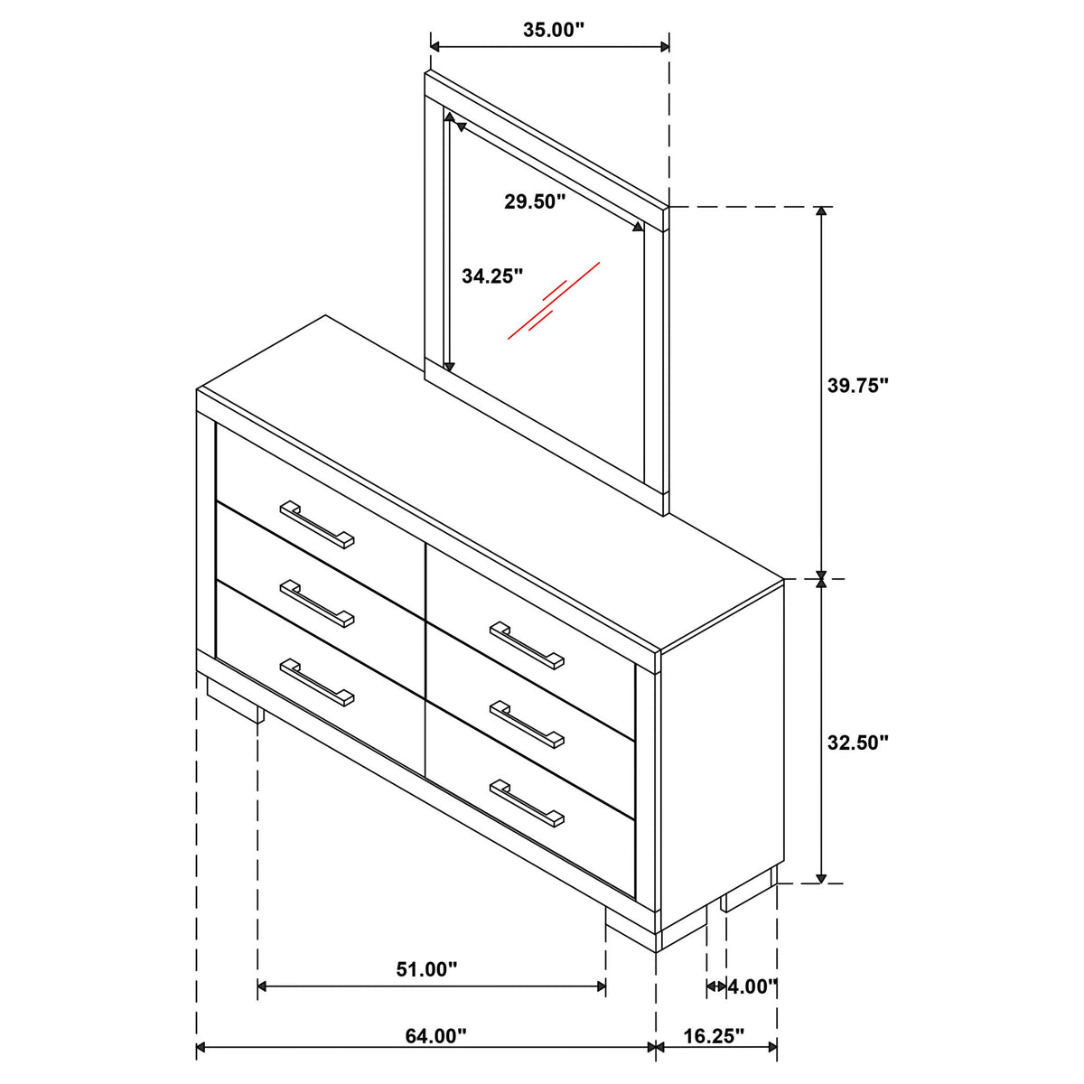 Polk - 6 Drawer Dresser With Mirror