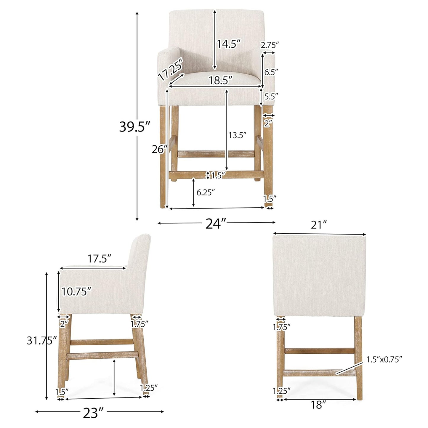 Serenitia - Upholstered Counter Chair With Straight Arm
