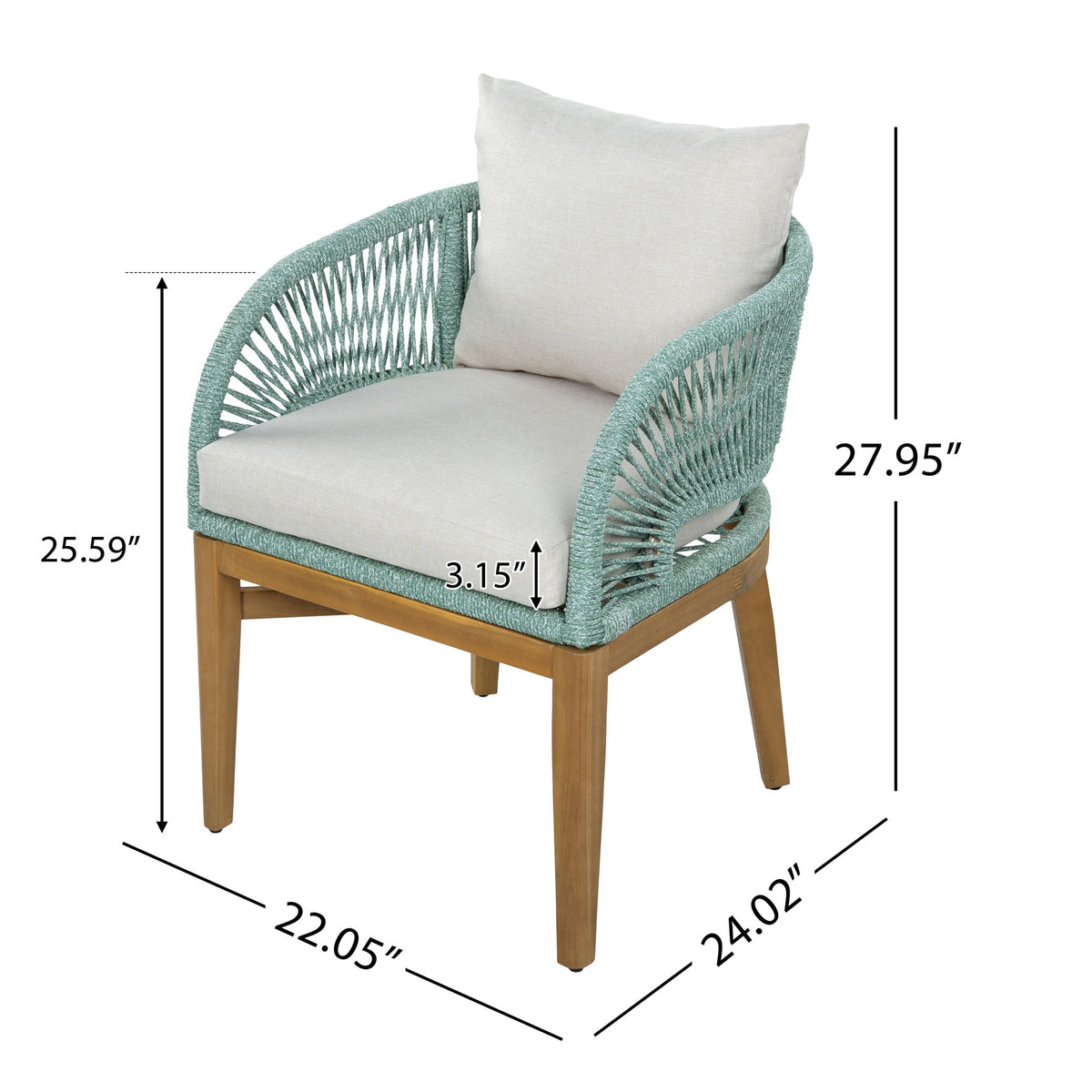 Outdoor Dining Chairs With Cushion (Set of 2)
