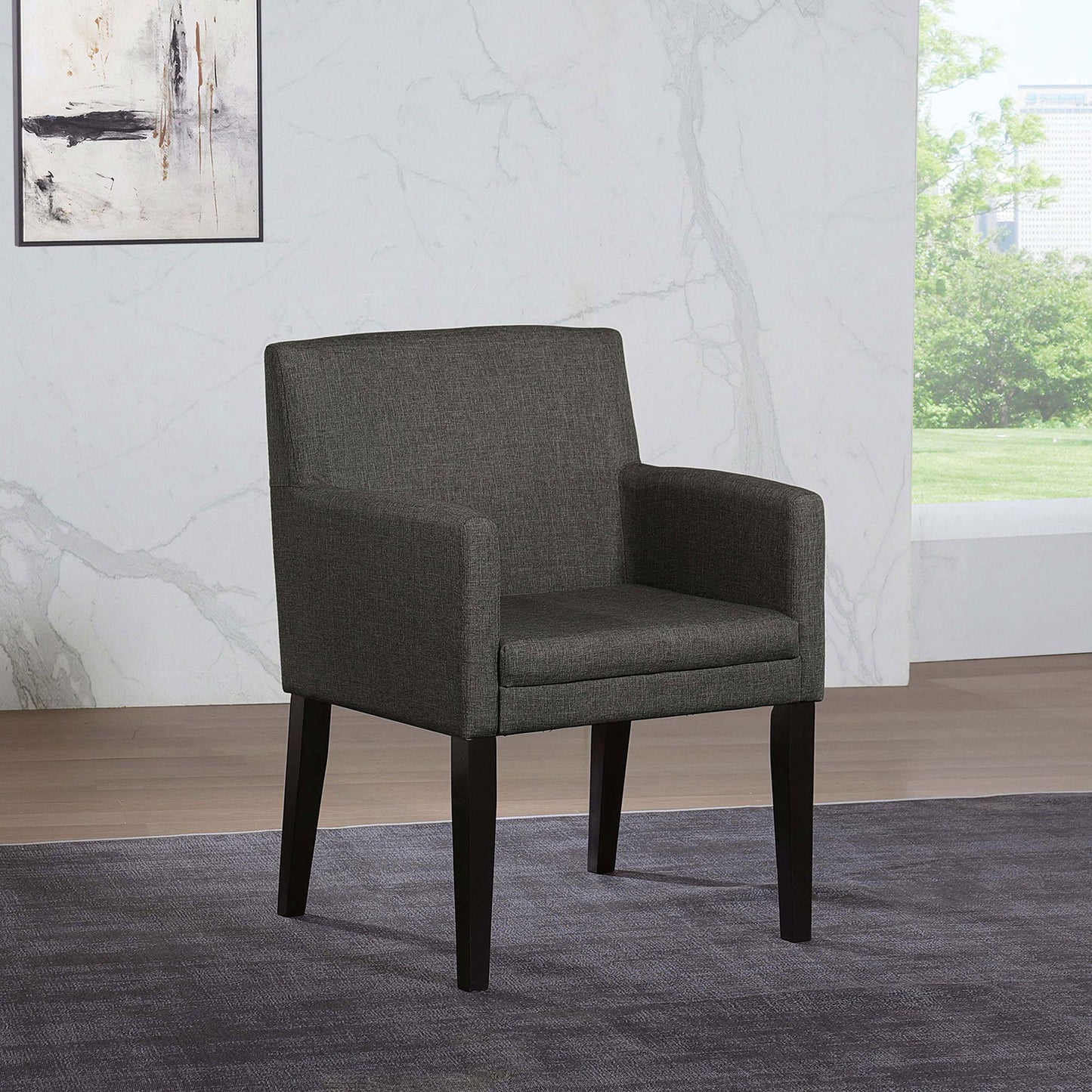 Yorkshire - Upholstered Dining Arm Chair With Cushioned Arms (Set of 2) - Gray