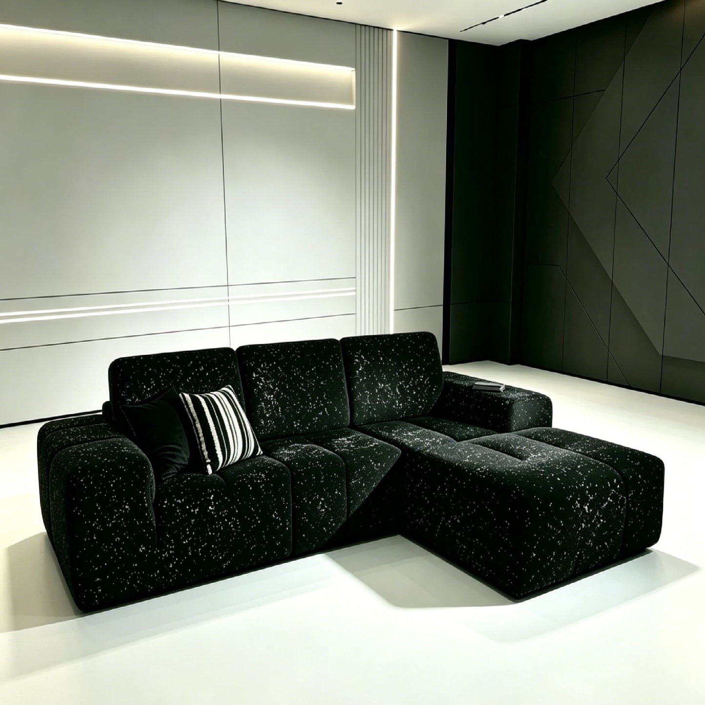 Boneless Modular Sofa For Living Room (Left) - Black