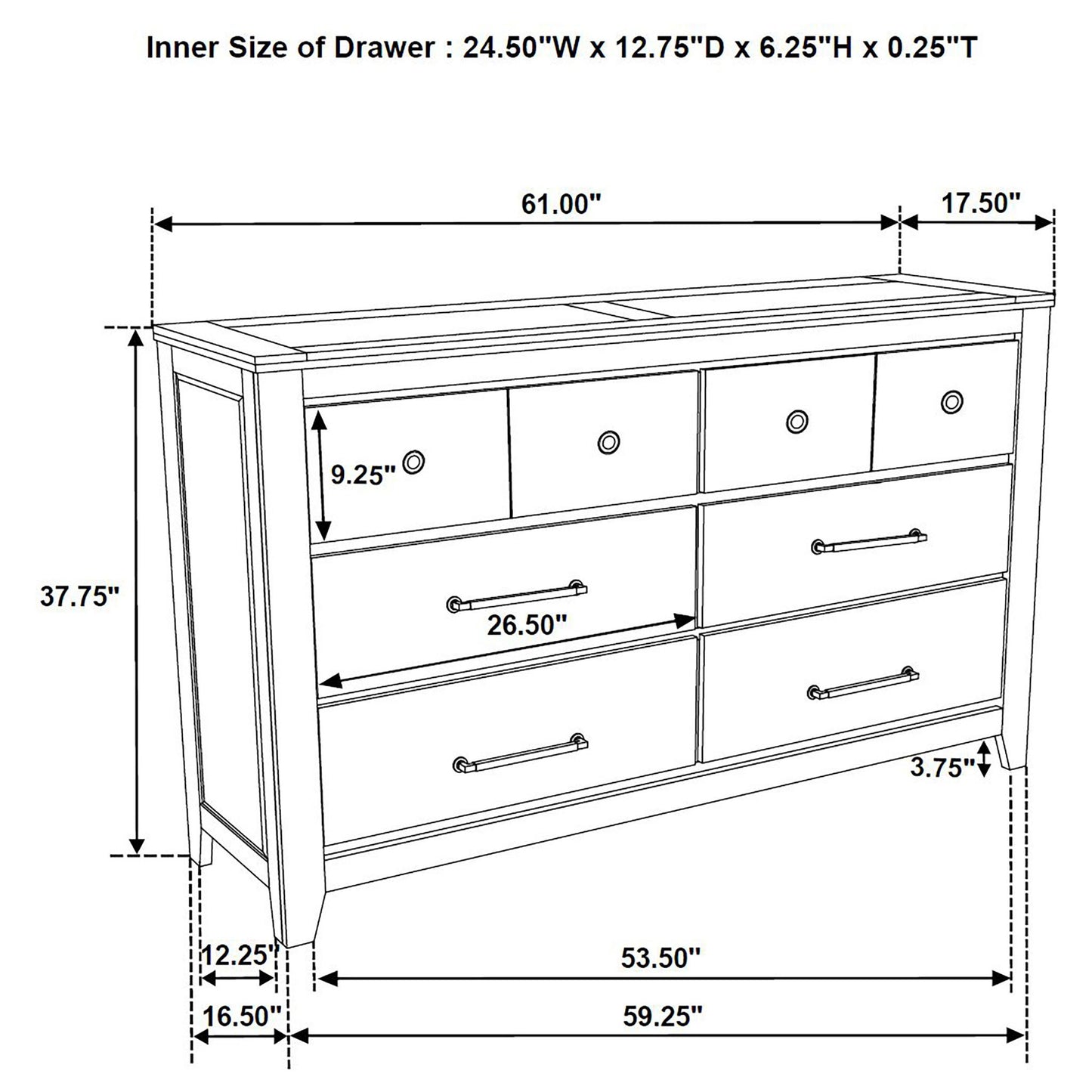 Pelton - 6 Drawer Dresser - Oak