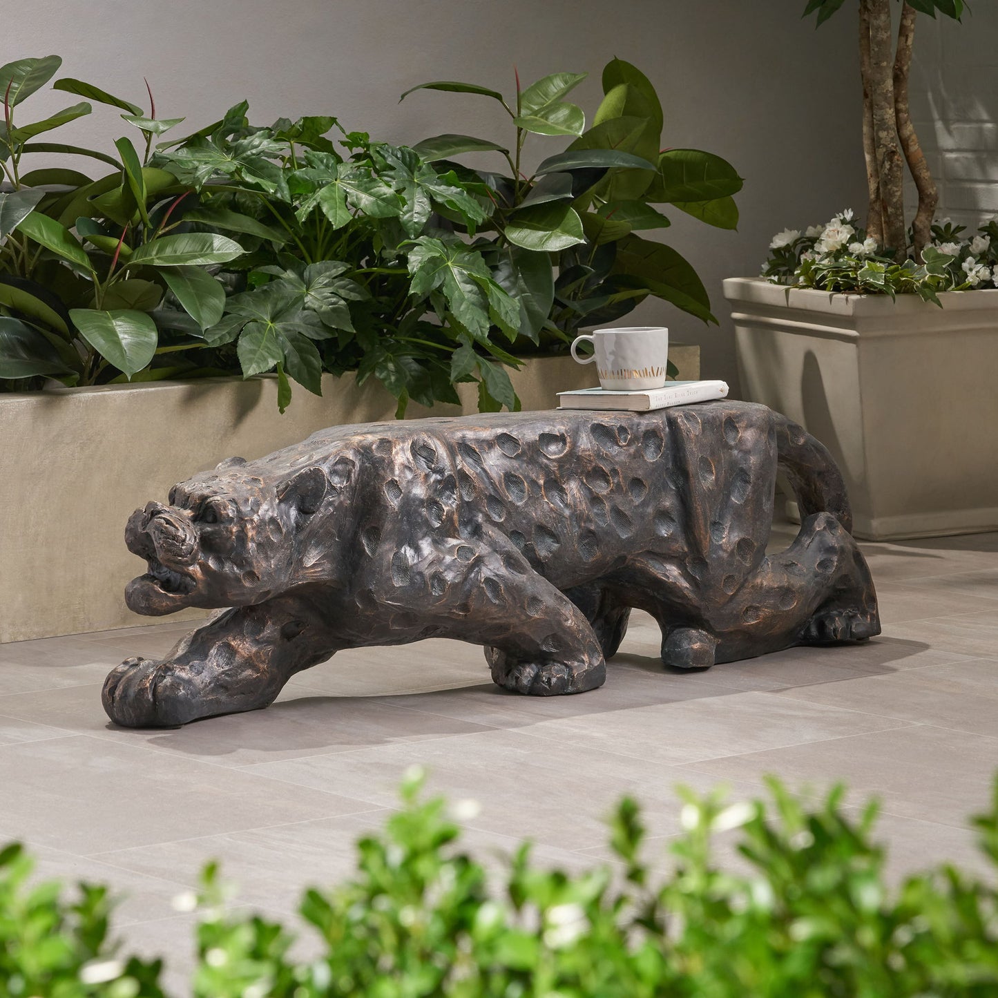 Leopard Lightweight Concrete Bench - Copper