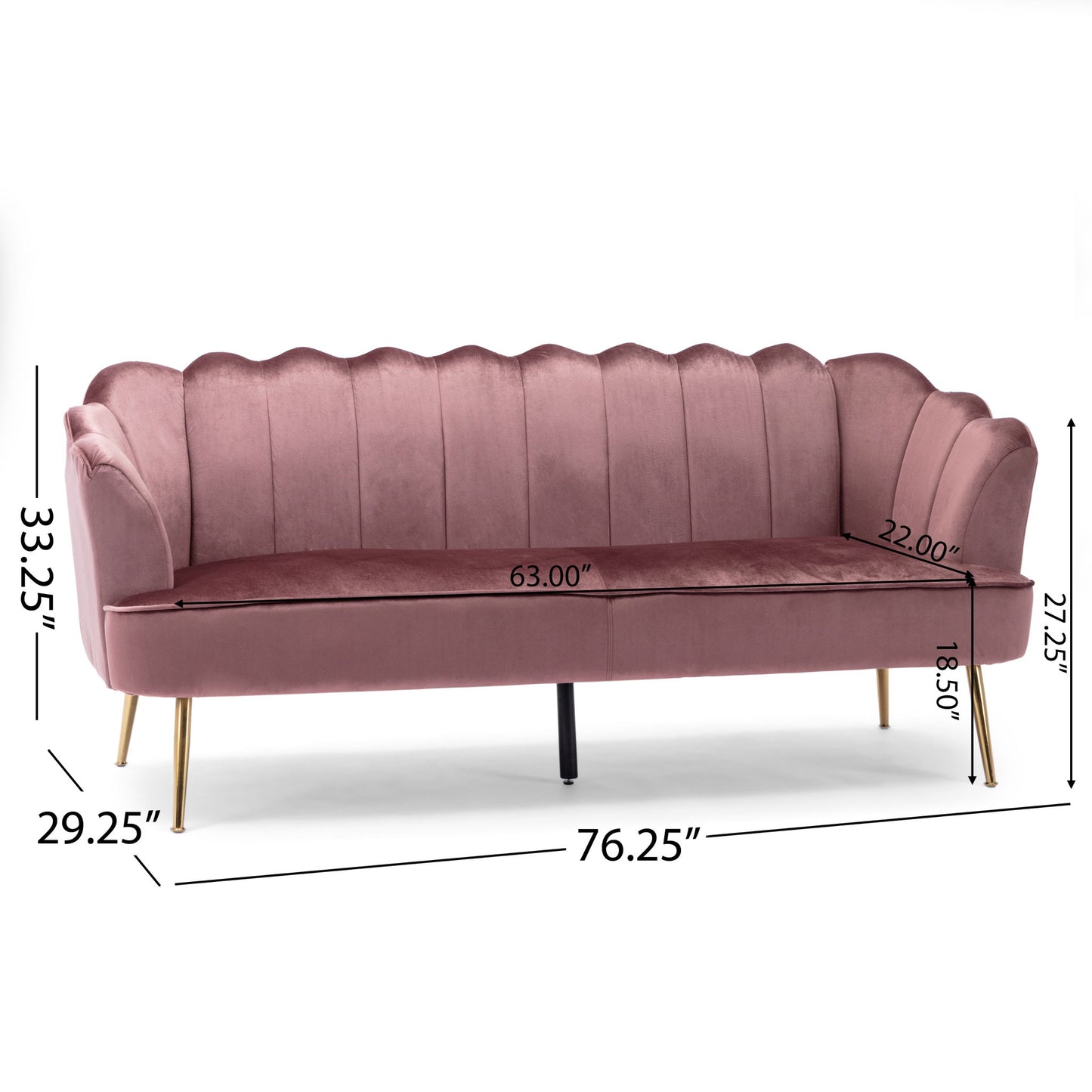 Modern Glam 3 Seater Sofa With Velvet Texture