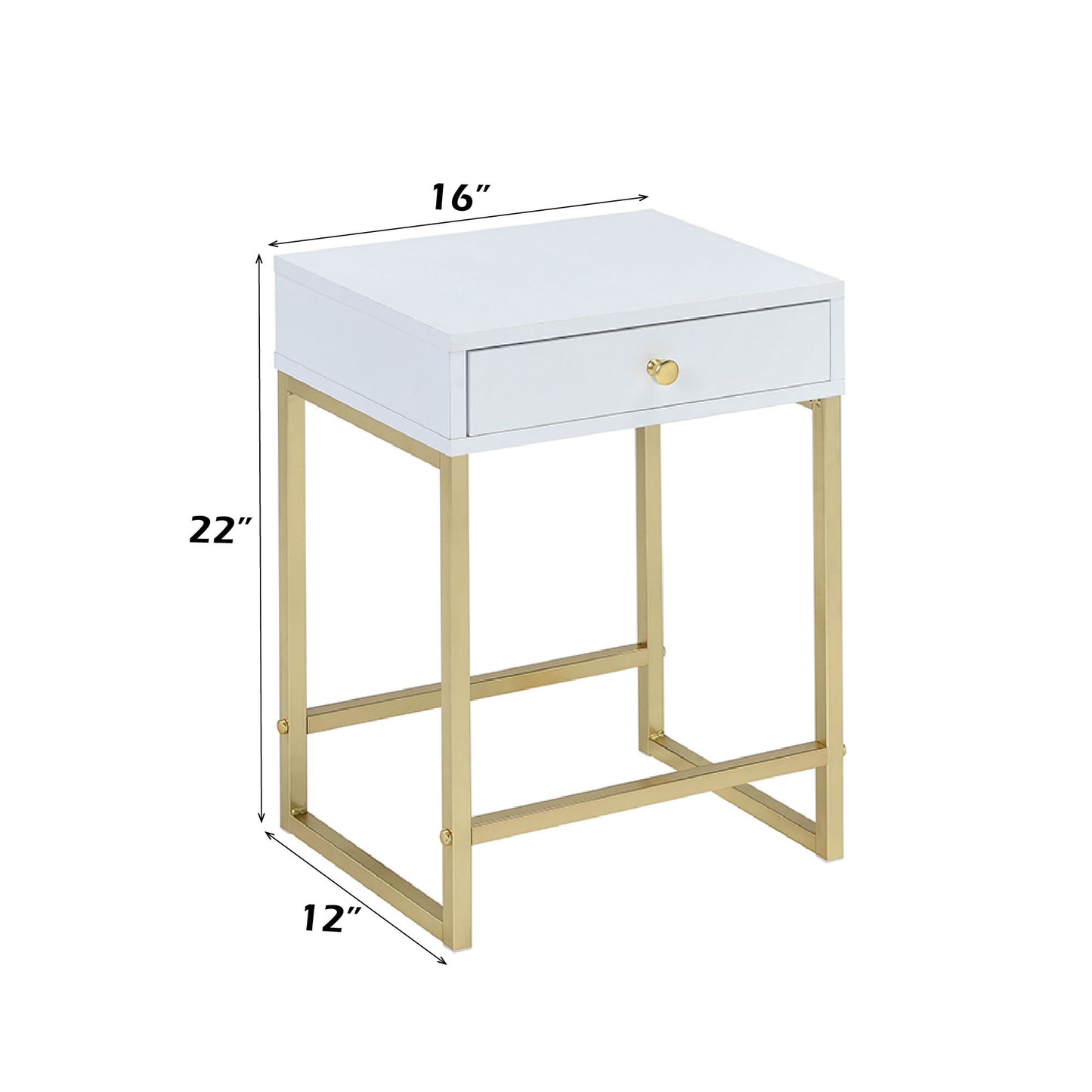 Coleen - Accent Table - White / Brass