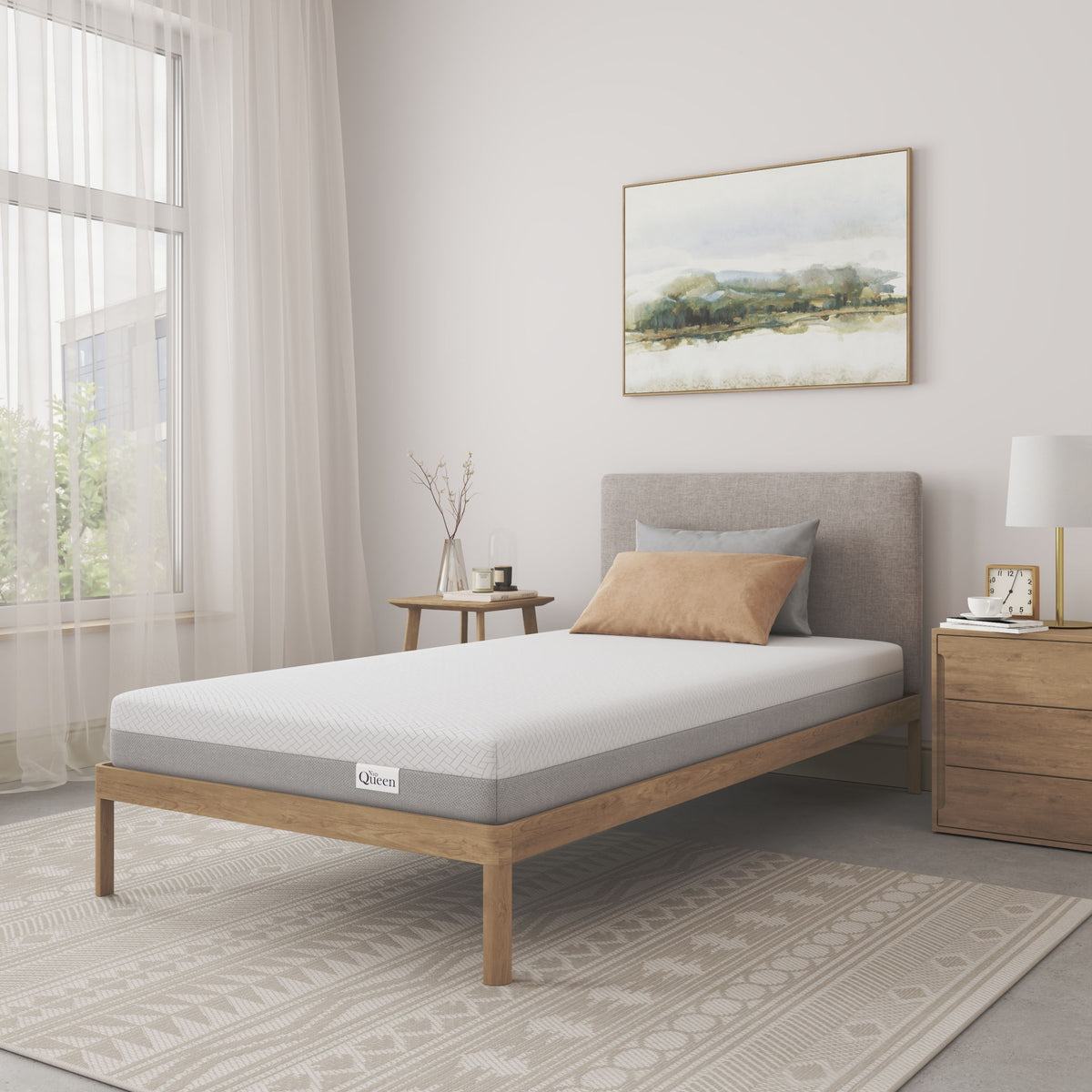 6" Twin Memory Foam Mattress Medium Firm - White / Gray