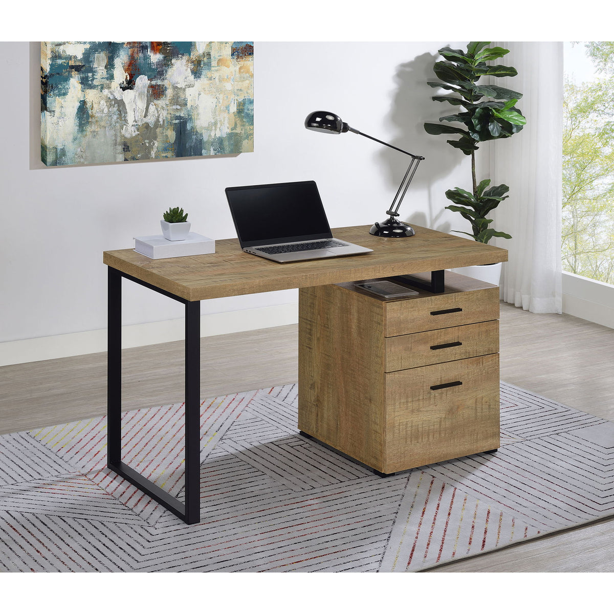 Trowbridge - 3 Drawer Office Desk - Mango Color