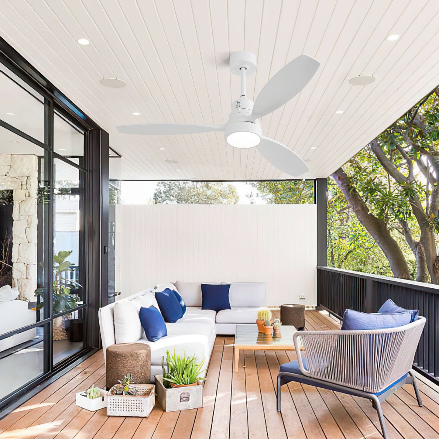 Ceiling Fan With Reversible DC Motor, LED Light, Solid Blades, Remote Control